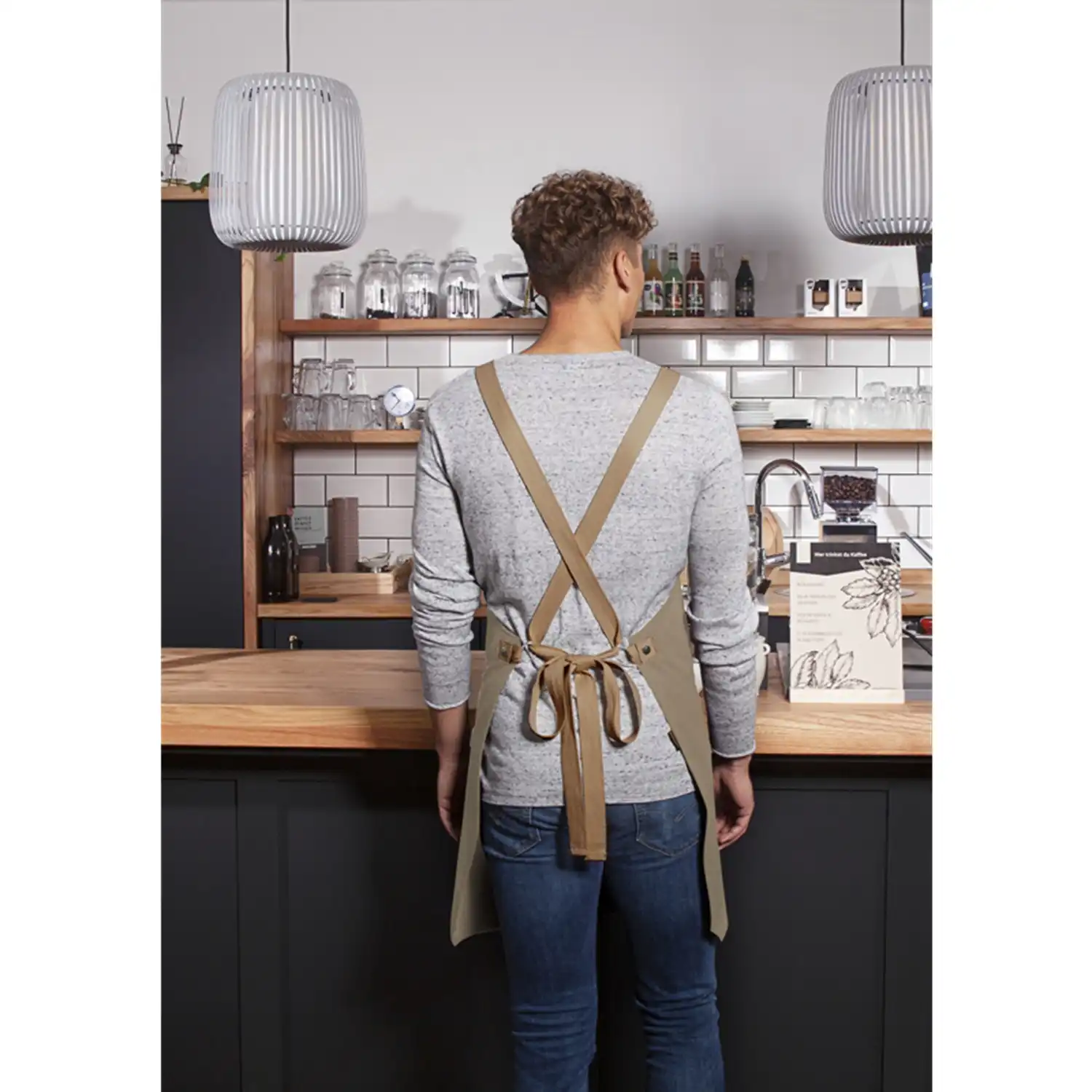 Latzschürze Urban-Look "LS 38" in kieselbeige - Thumbnail 4