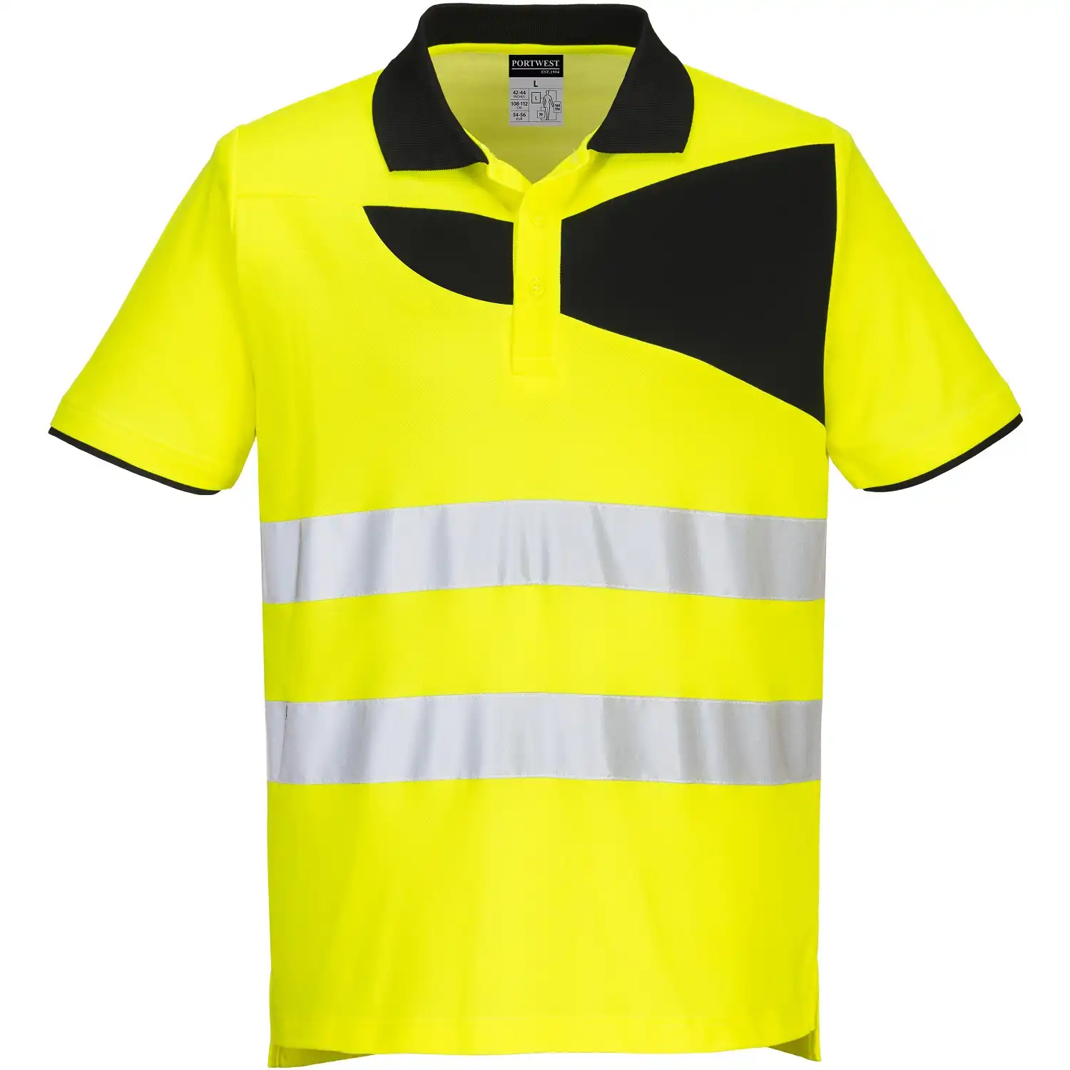 Warnschutz Polo-Shirt "PW212" PW2 in gelb/schwarz, L - Thumbnail 1