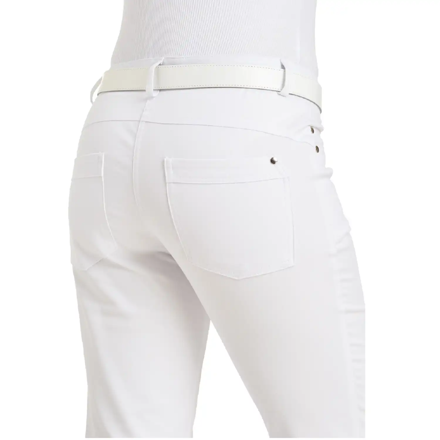 Damen-Stretchhose Classic-Fit "08/6700" in 40, Weiß - Thumbnail 2