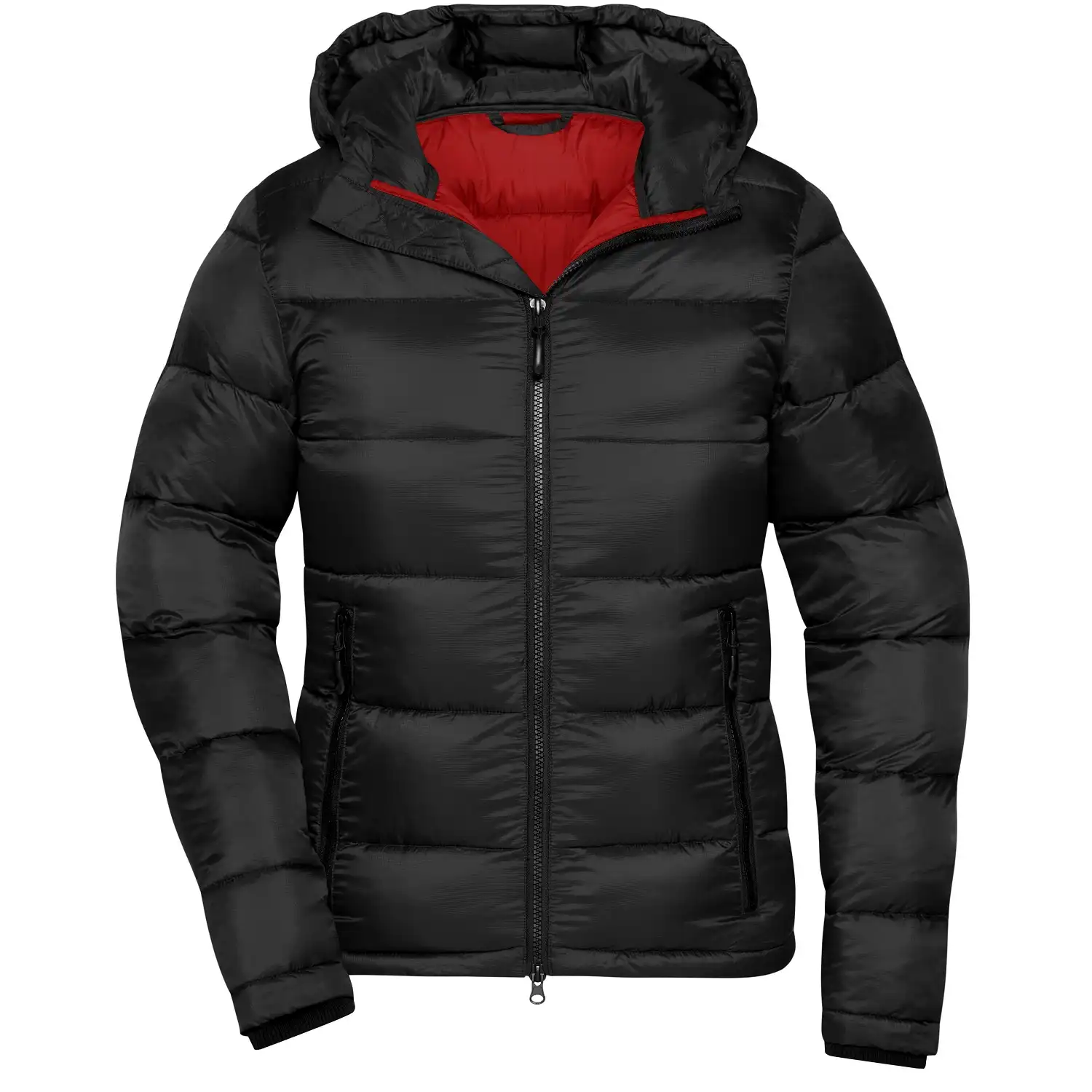 Damen Steppjacke "JN1167" in black/red, M - Thumbnail 1