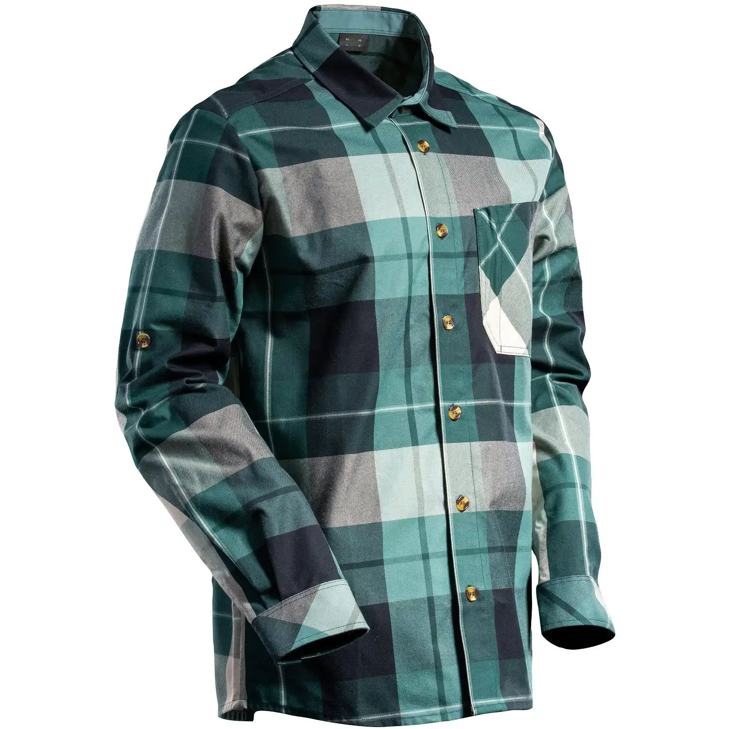 Flanellhemd "22904-446" Customized in waldgrün-kariert, XL - Thumbnail 1