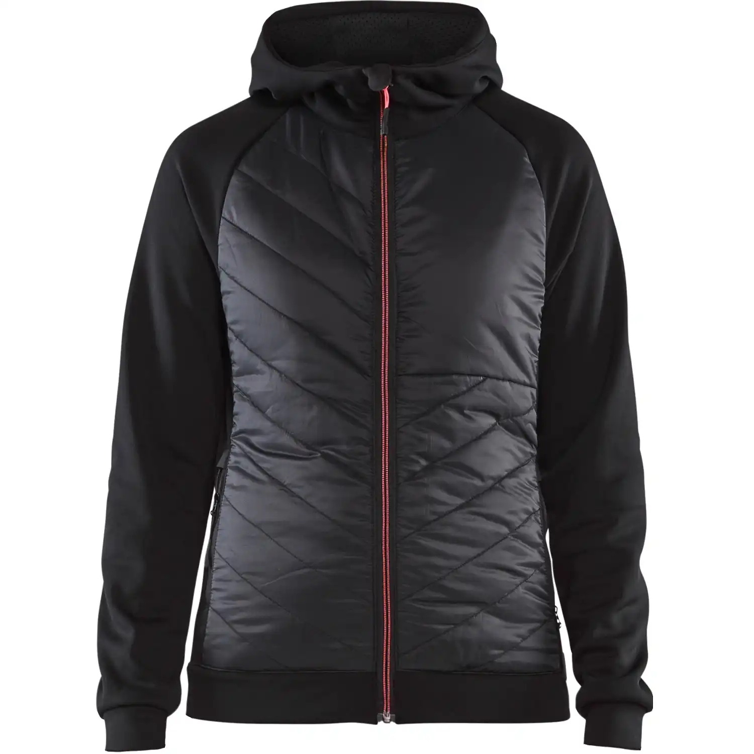 Damen Hybrid Sweatjacke "3464" in schwarz/rot, XS - Bild 1