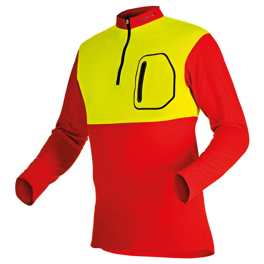 Funktionsshirt "ZIPP-NECK" langarm gelb/rot in S - Thumbnail 1