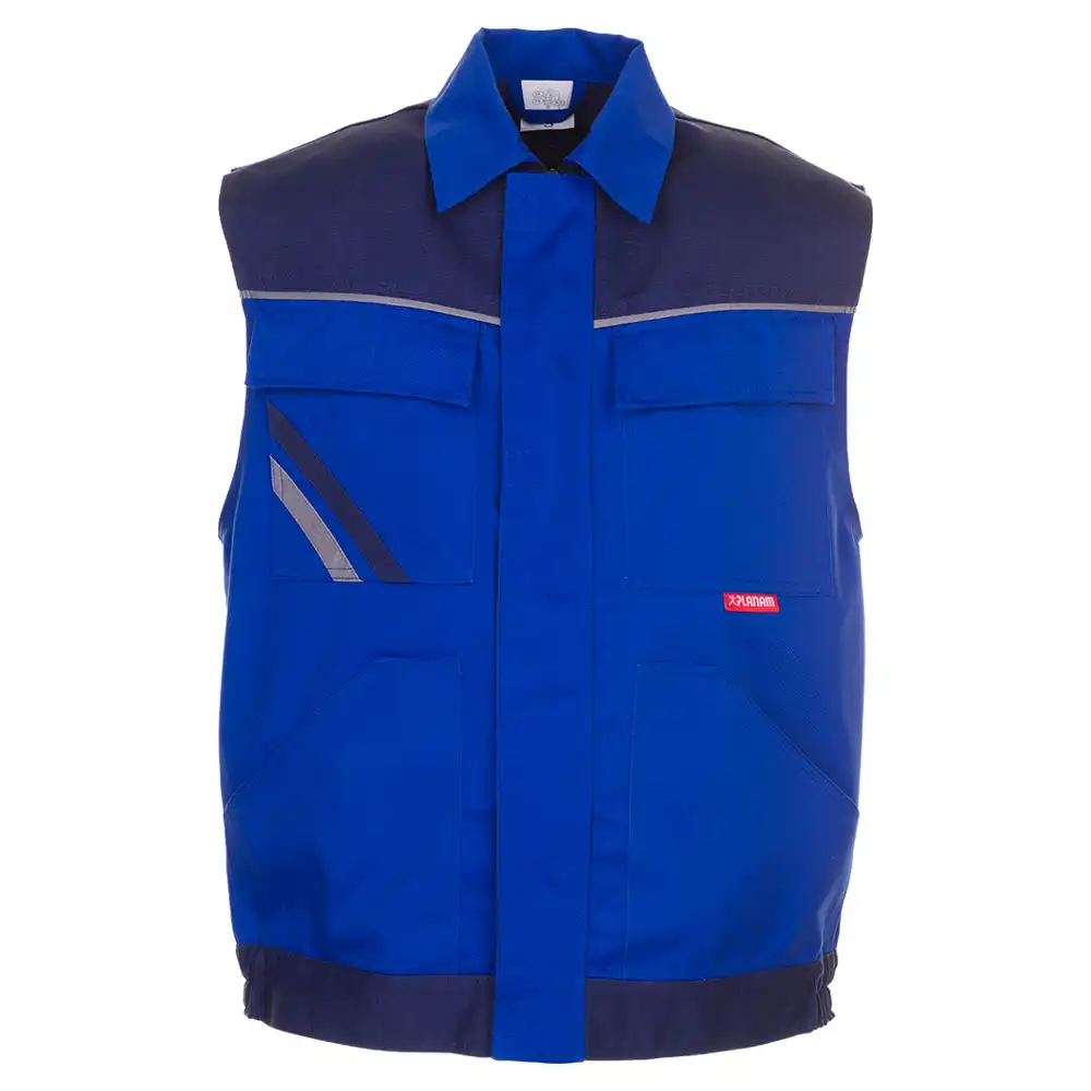 Arbeitsweste "HIGHLINE" 285g/m² Canvas-Besatz in kornblau/marine/zink, XL - Thumbnail 1