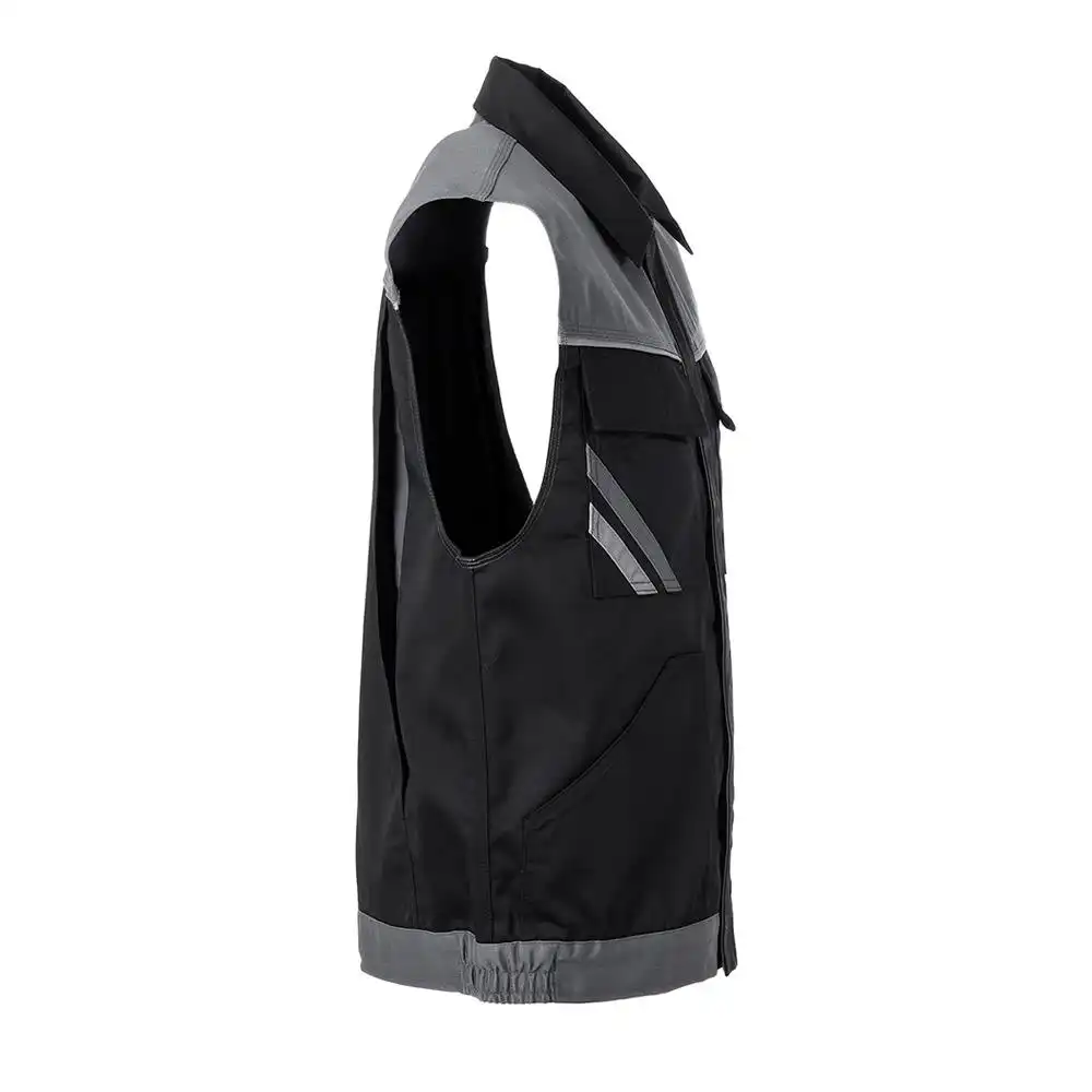 Arbeitsweste "HIGHLINE" 285g/m² Canvas-Besatz in schwarz/schiefer/zink, M - Thumbnail 4