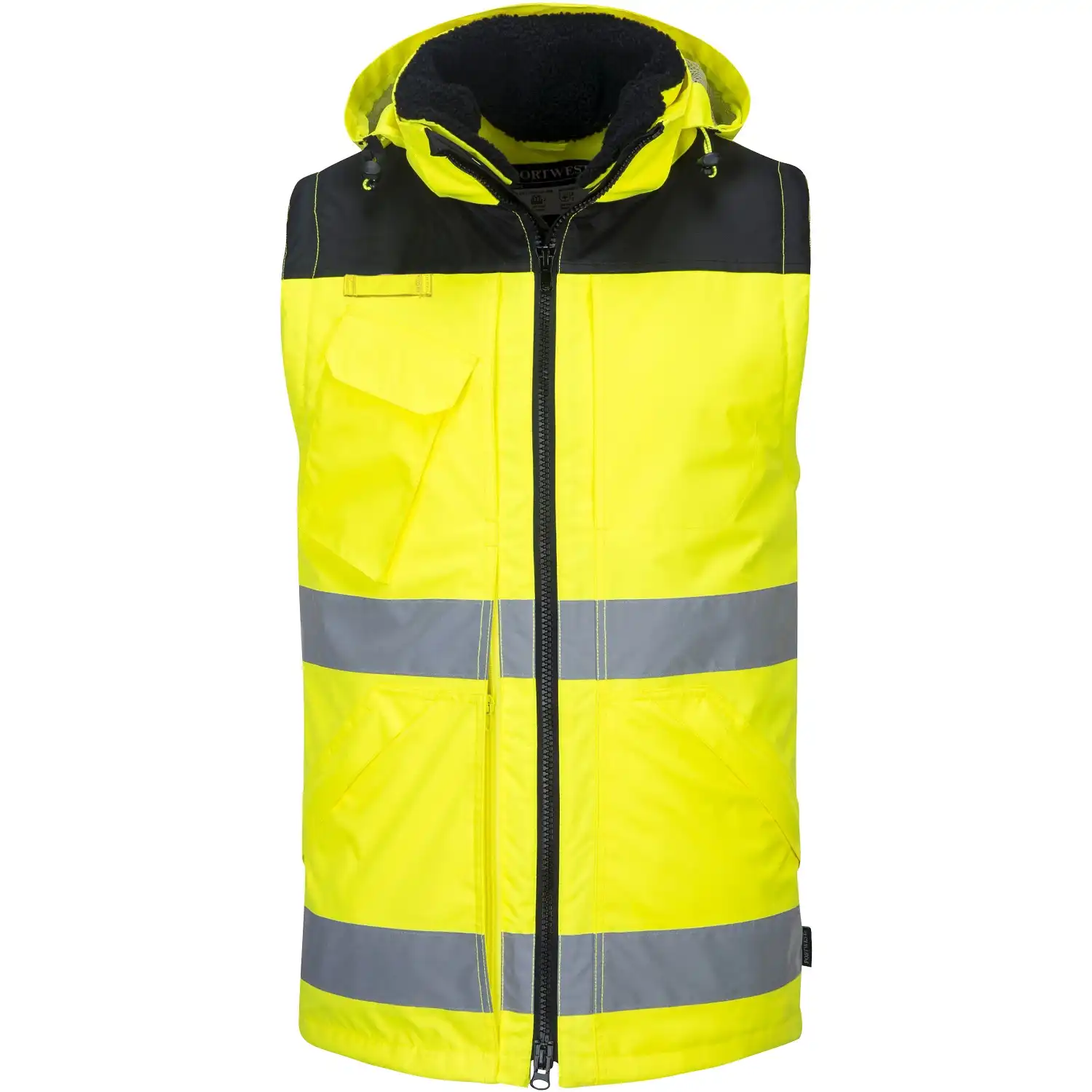 Warnschutz Winterjacke 3in1 "C469" Pro in gelb/schwarz, XXL - Thumbnail 2