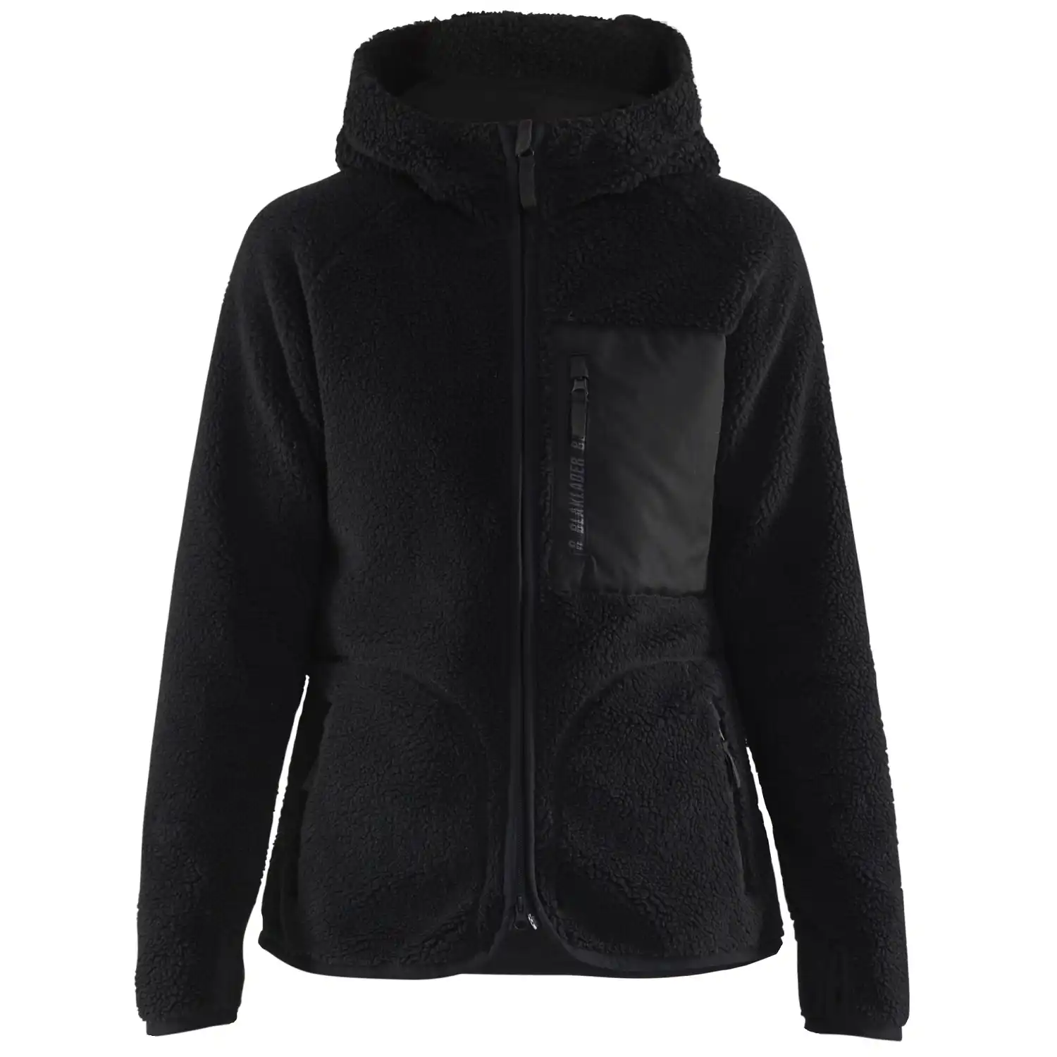 Damen Faserpelz-Kapuzenjacke "4727" in schwarz, 3XL - Thumbnail 1