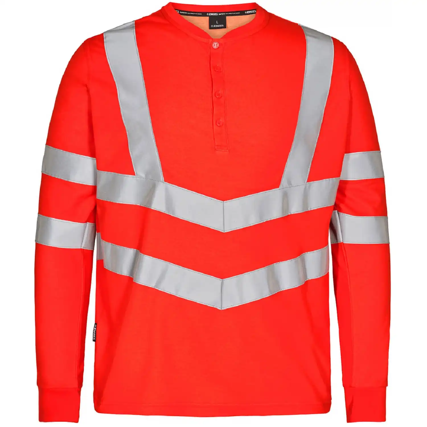 Warnschutz Grandad Langarmshirt "9548-182" Safety Kl. 3 in Rot, L - Thumbnail 1
