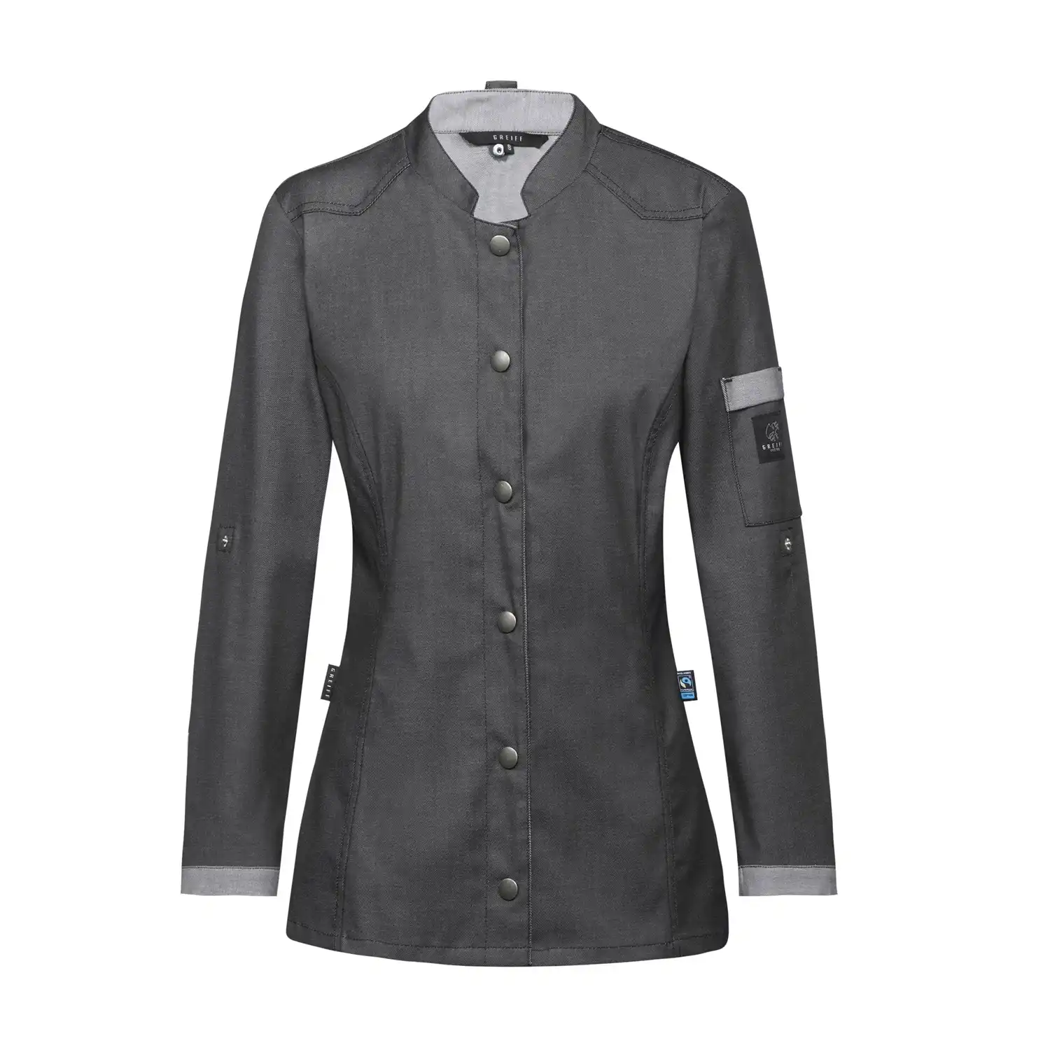 Damen Kochjacke Bikerstyle "5415" in anthrazit, L - Thumbnail 1