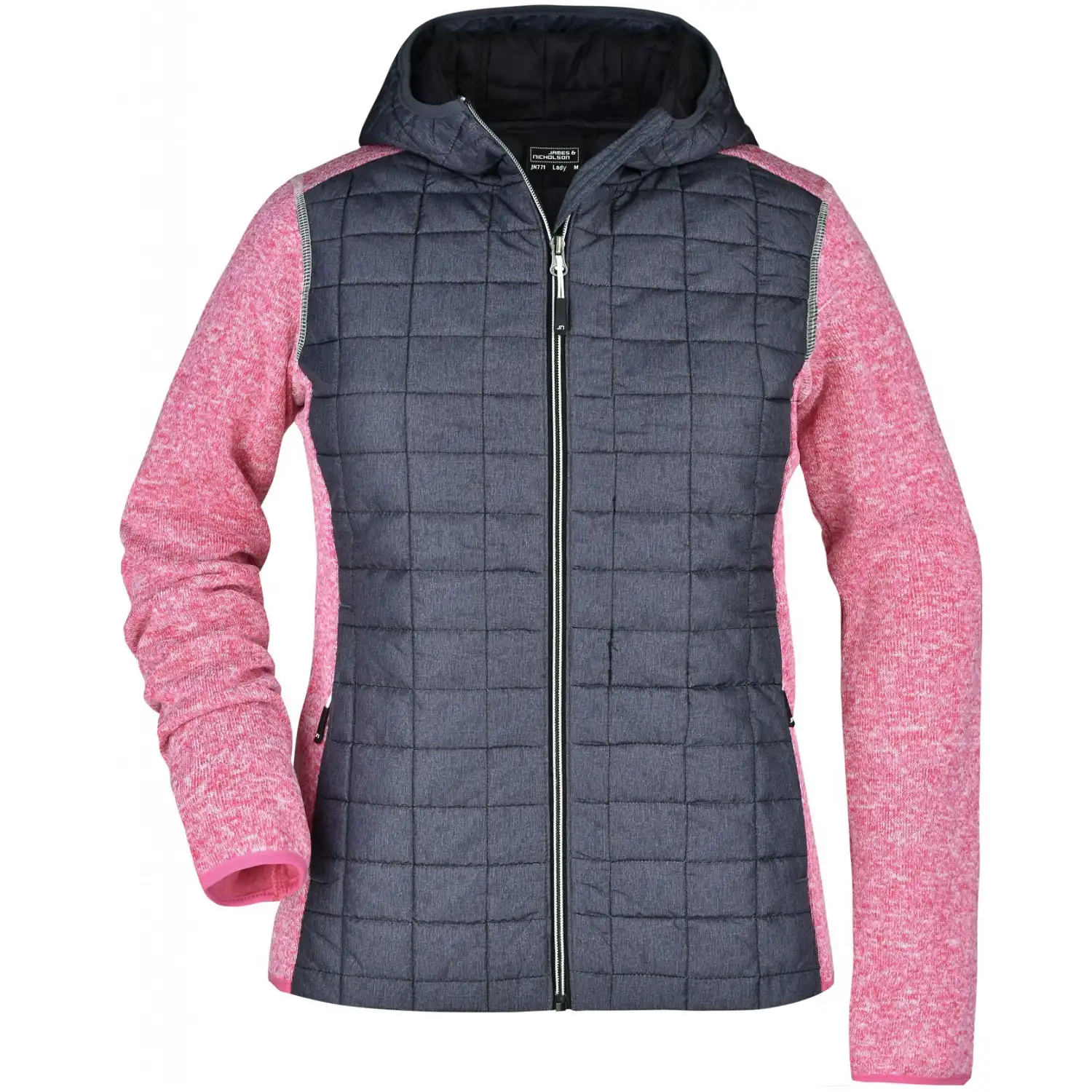 Damen Strickfleecejacke "JN771" in pink-melange/anthracite-melang, S - Bild 1