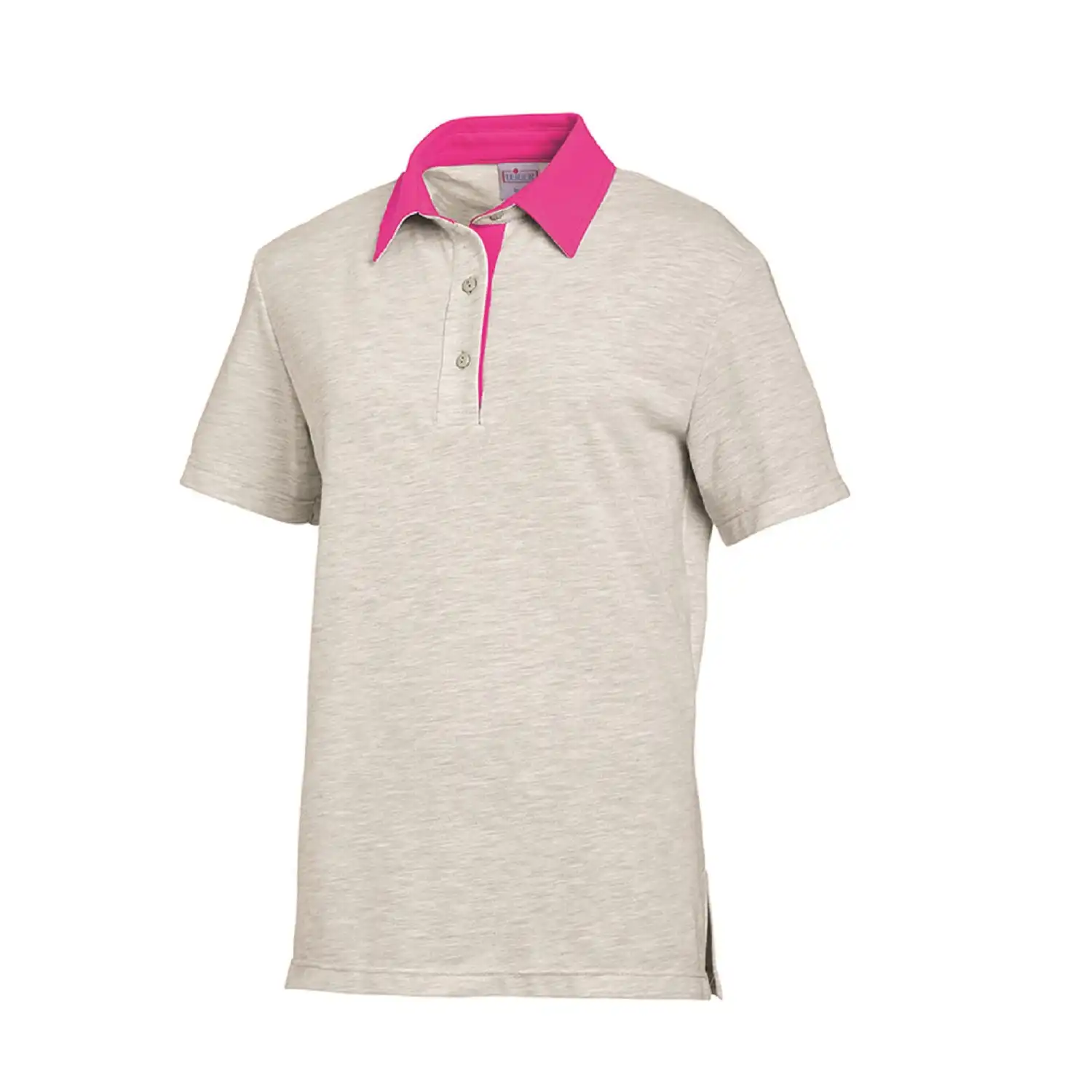 Unisex-Polo 1/2 Arm "08/2741" in grau melange/fuchsia, XS - Thumbnail 1