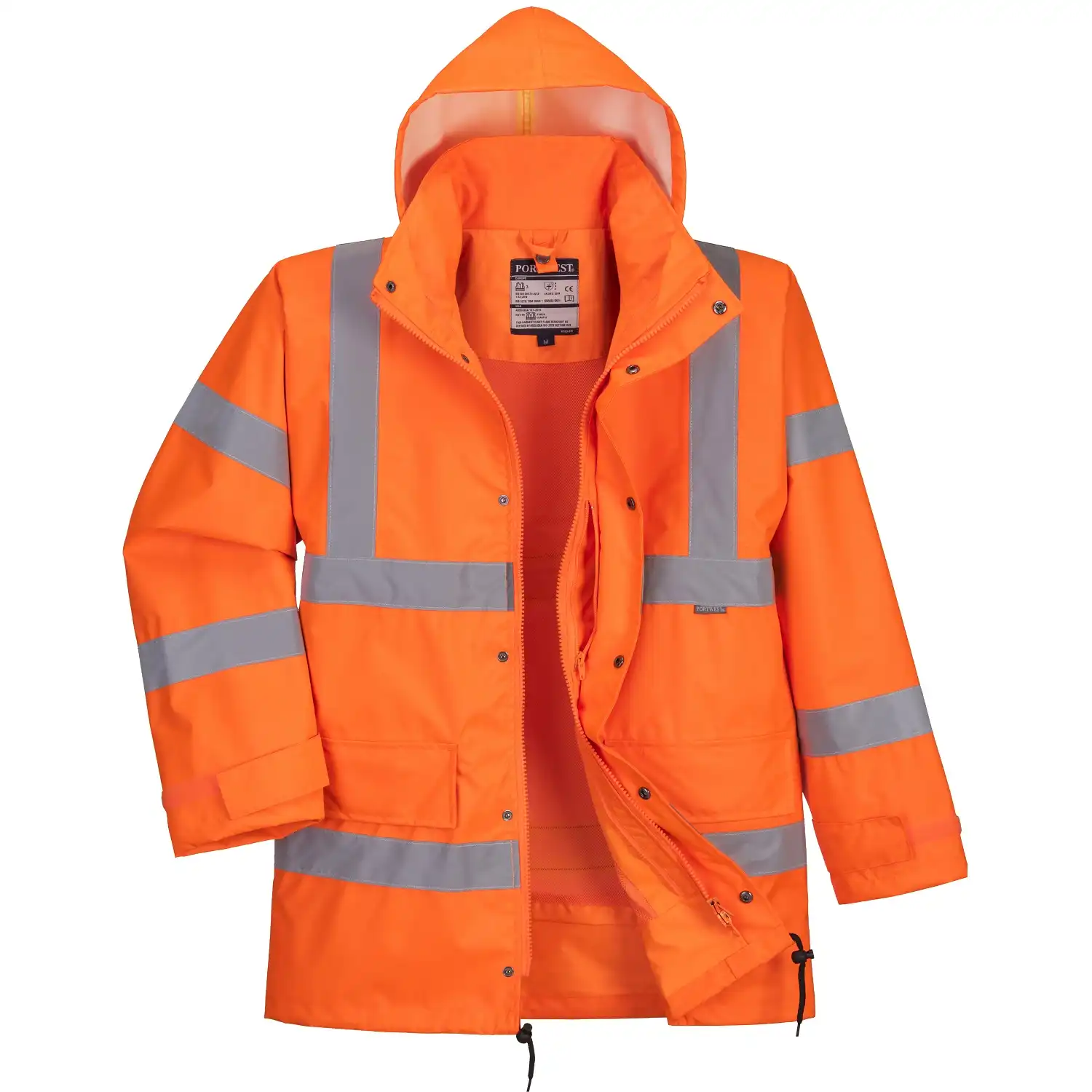 Warnschutz Regenjacke "RT63" Bahn orange in L - Thumbnail 1
