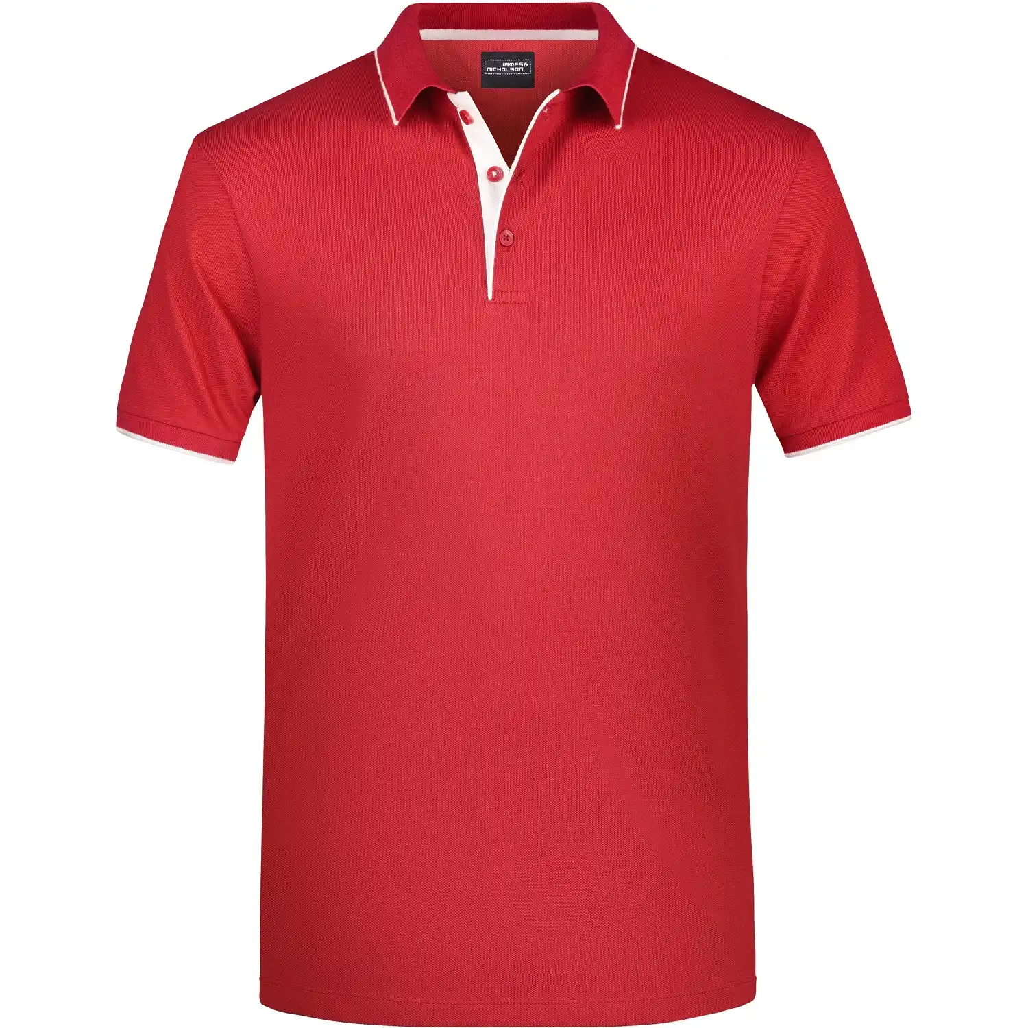 Polo-Shirt Stripe "JN728" in red/white, 3XL - Thumbnail 1