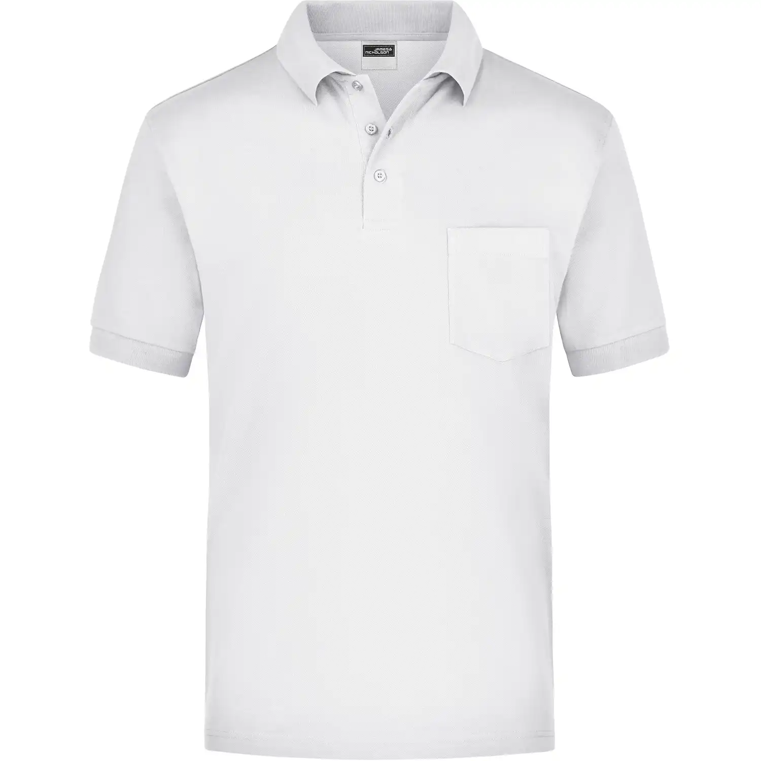 Polo-Shirt Piqué Pocket "JN026" in 3XL, Weiß - Thumbnail 1