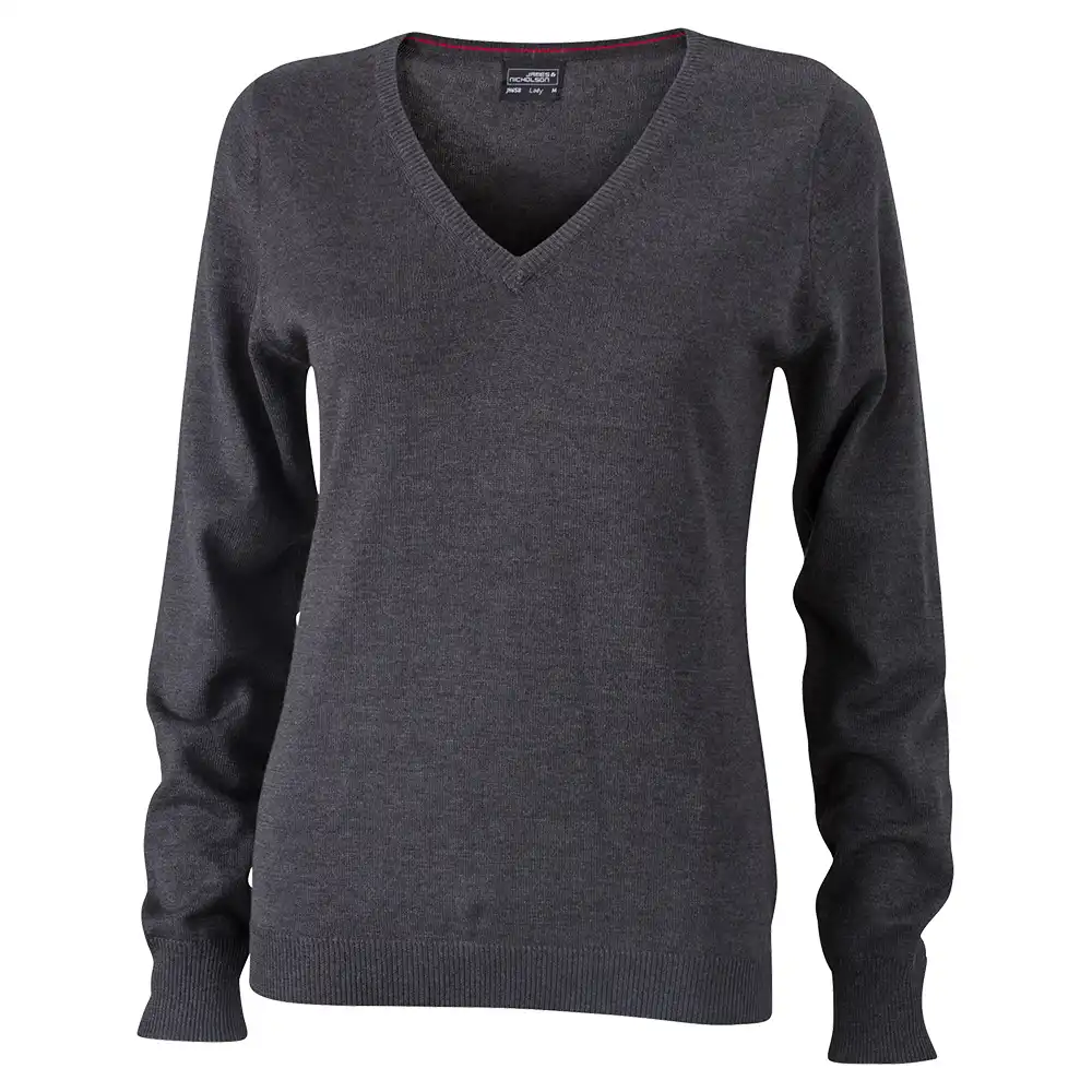 Damen V-Neck Pullover "JN658" in anthracite-melange, XXL - Thumbnail 1