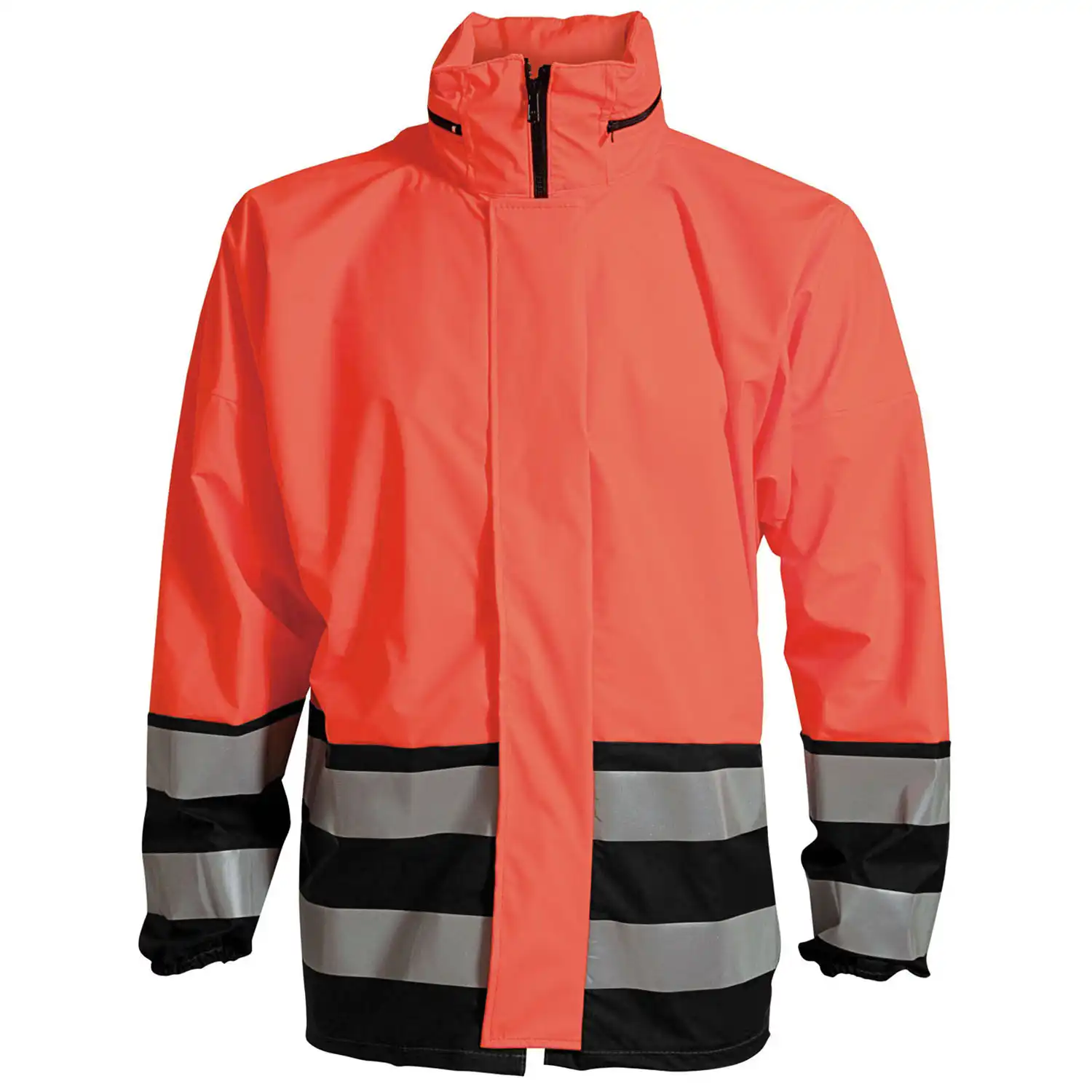 Warnschutz PU Regenjacke "076300R" Visible Kl. 3 in fluororange/black, XS - Bild 1
