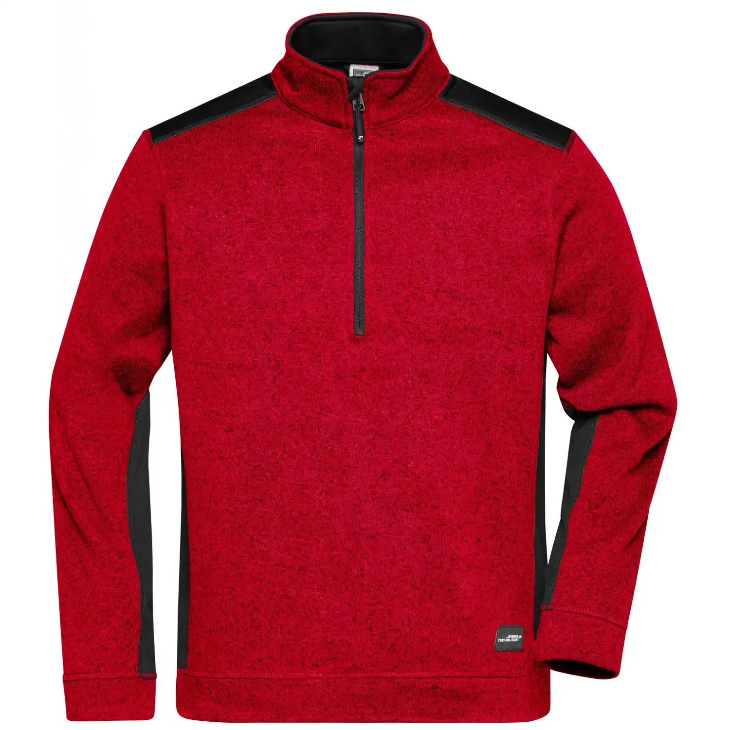 Strick Fleece Jacke "JN864" in red-melange/black, XS - Bild 1