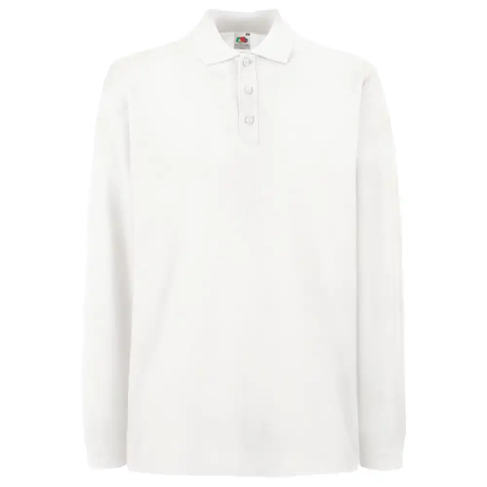 Langarm Polo-Shirt "F541N" Premium in white, L - Bild 1