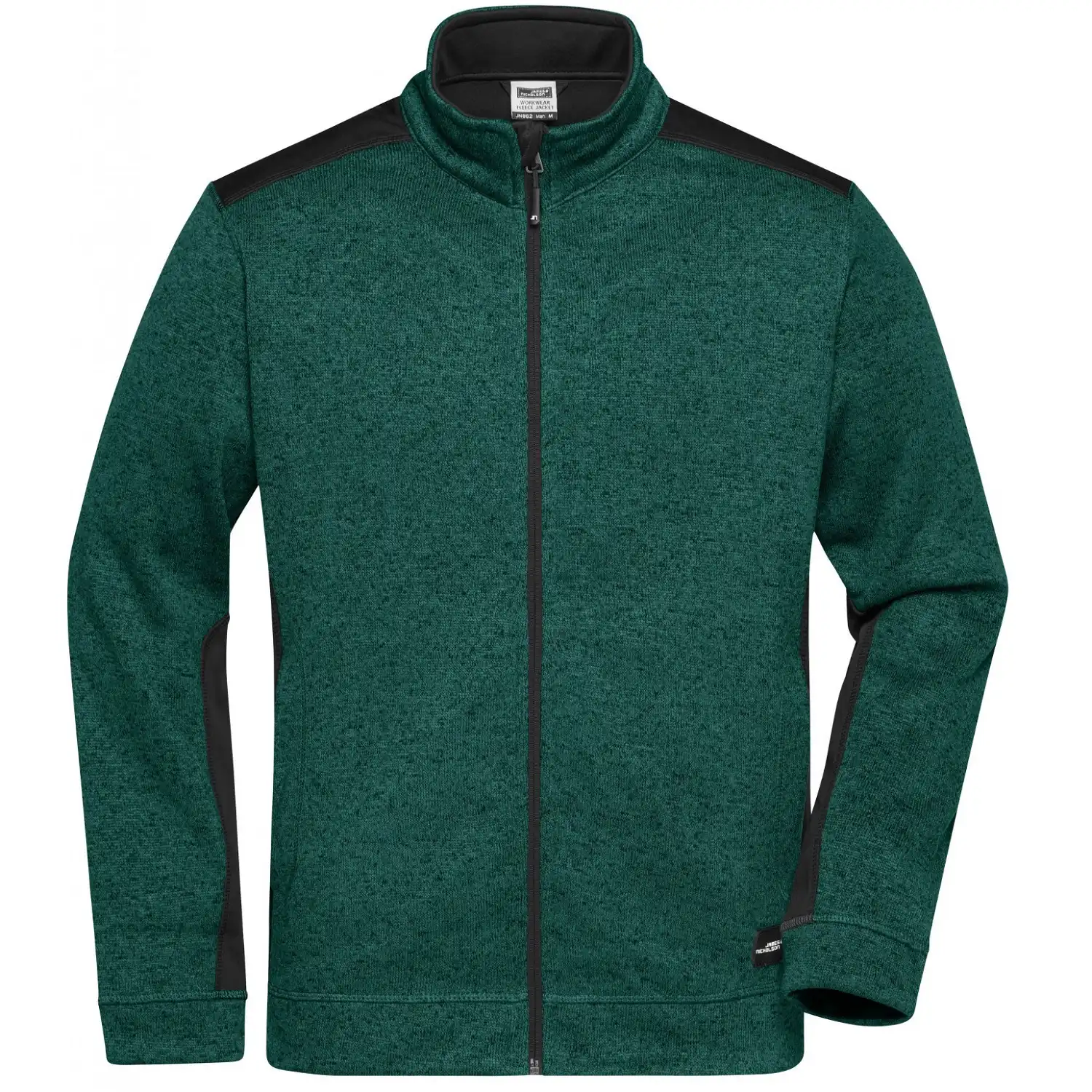 Strick Fleece Jacke "JN862" in dark-green-melange/black, XS - Bild 1