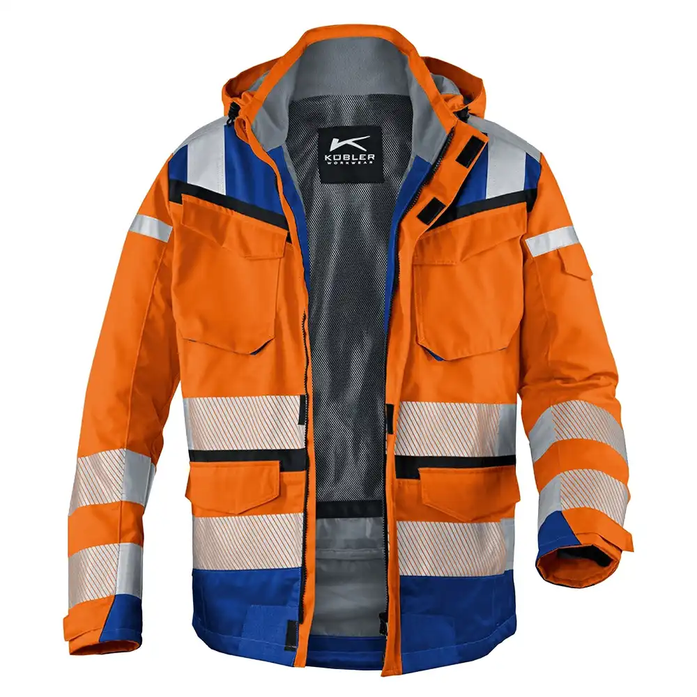 Warnschutz Regenjacke "REFLECTIQ" Sympatex® in orange/kornblau, 3XL - Bild 1
