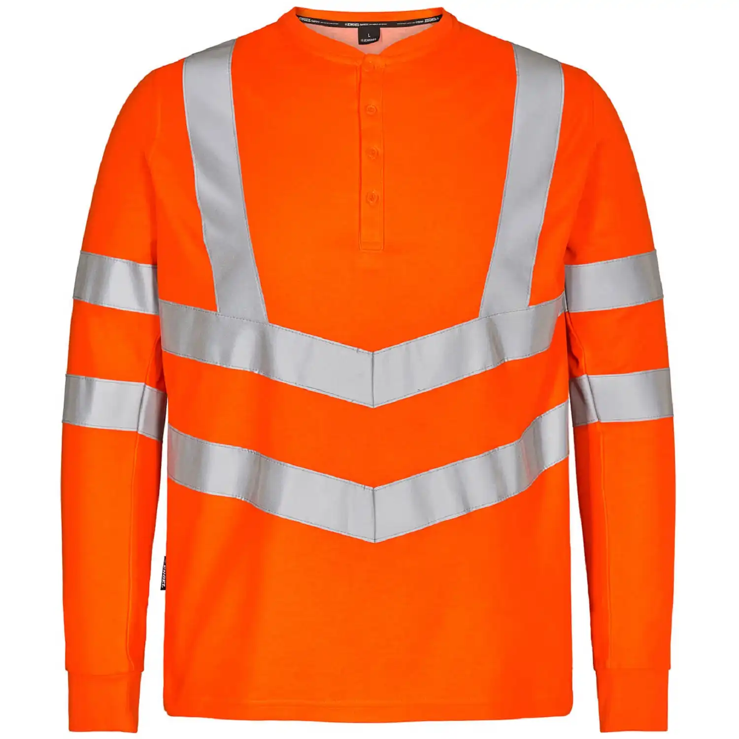 Warnschutz Grandad Langarmshirt "9548-182" Safety Kl. 3 in Orange, L - Thumbnail 1