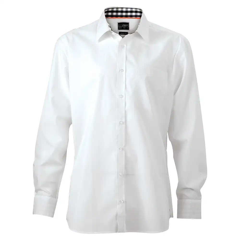 Herren Plain Hemd "JN619" in white/black-white, 3XL - Bild 1