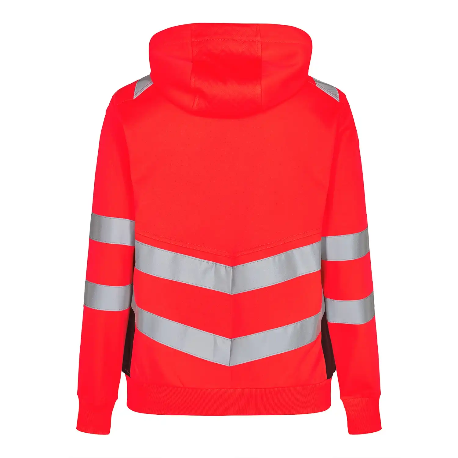 Damen Warnschutz Kapuzen Sweatjacke "8027-241" Safety Kl. 2 in rot/schwarz, S - Thumbnail 2