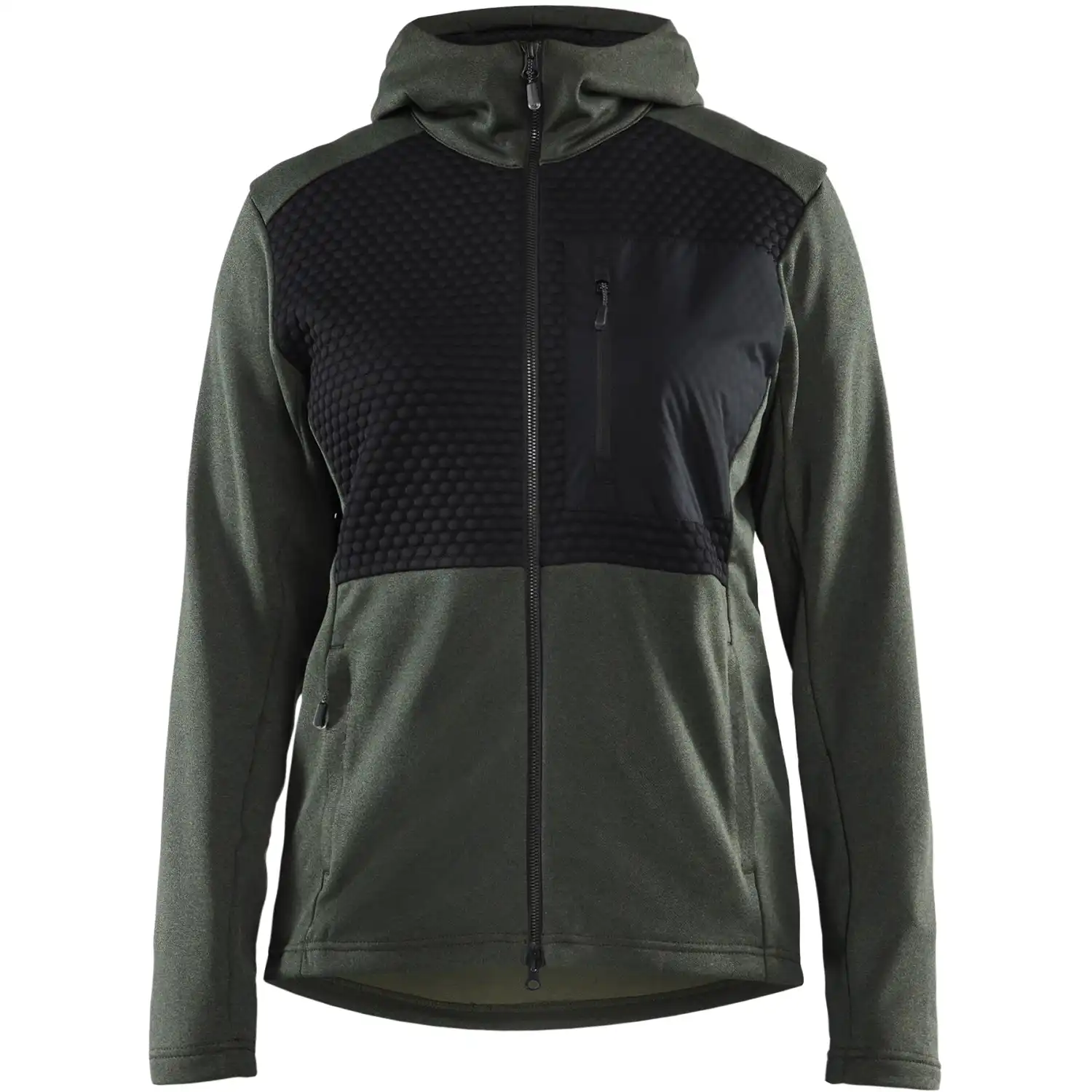 Damen Fleecejacke "3542" in herbstgrün/schwarz, S - Thumbnail 1