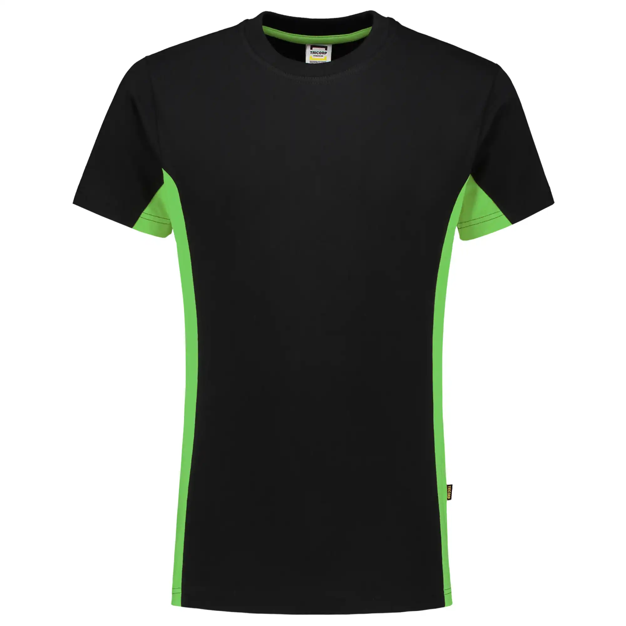 T-Shirt Bicolor "102004" Workwear in XS, black/lime - Thumbnail 1