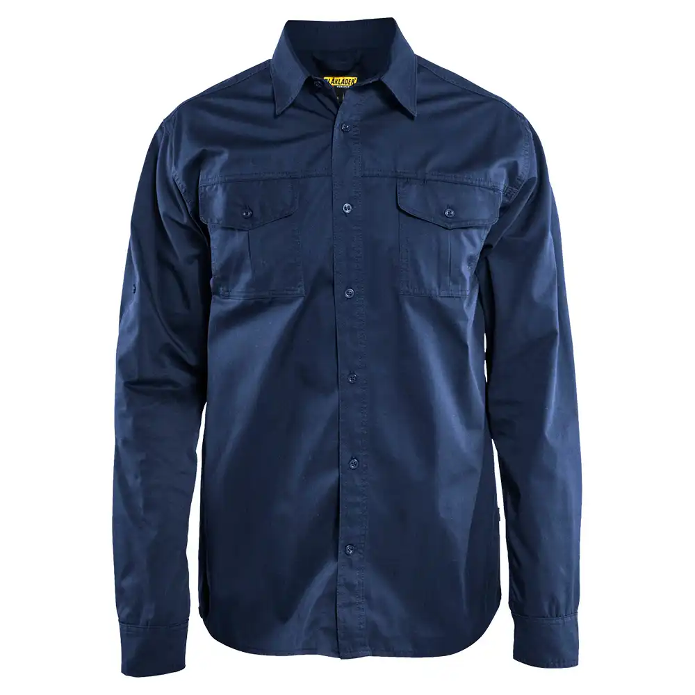 Arbeitshemd "3298" langarm in marine, L - Thumbnail 1