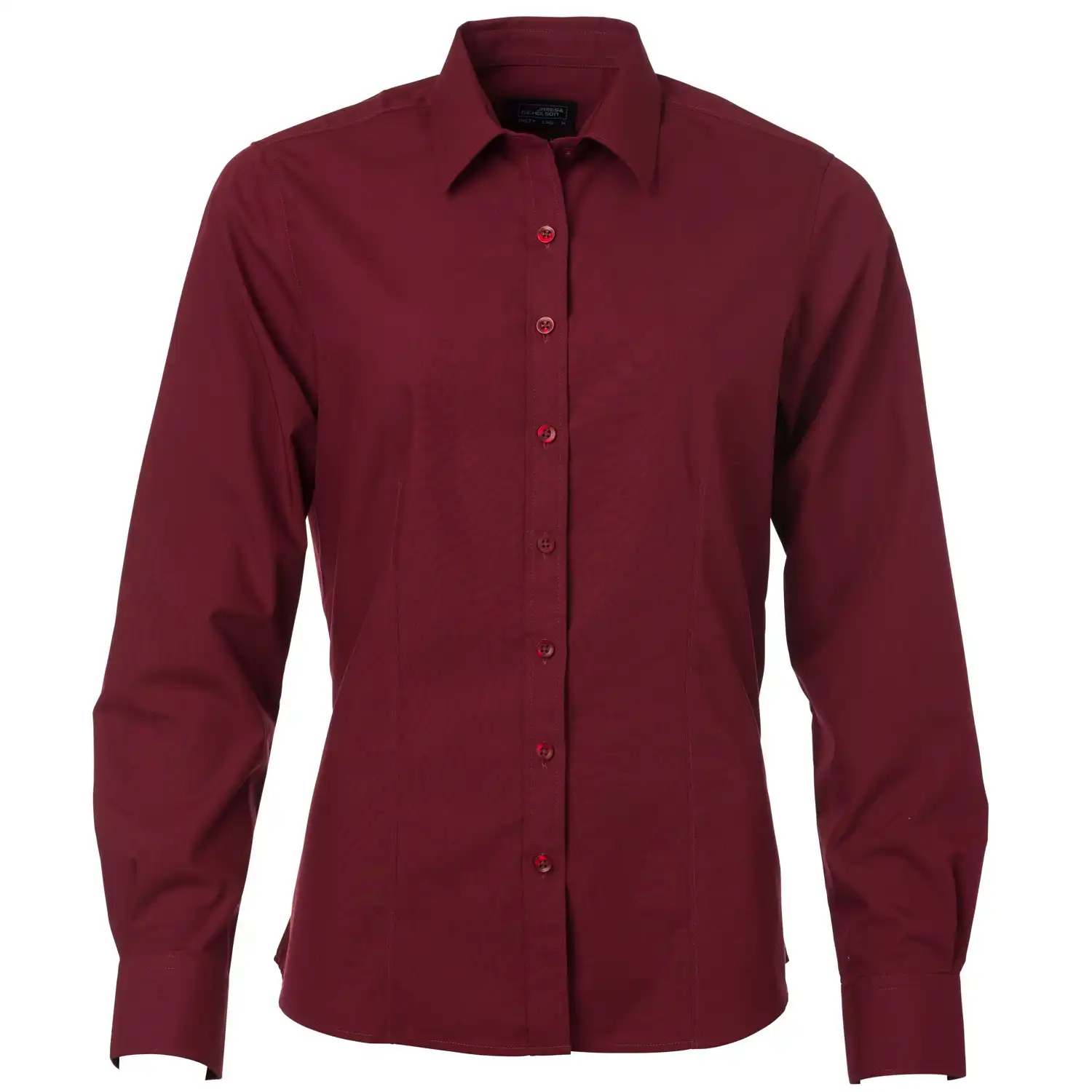 Damen Langarm Bluse "JN677" in wine, L - Thumbnail 1