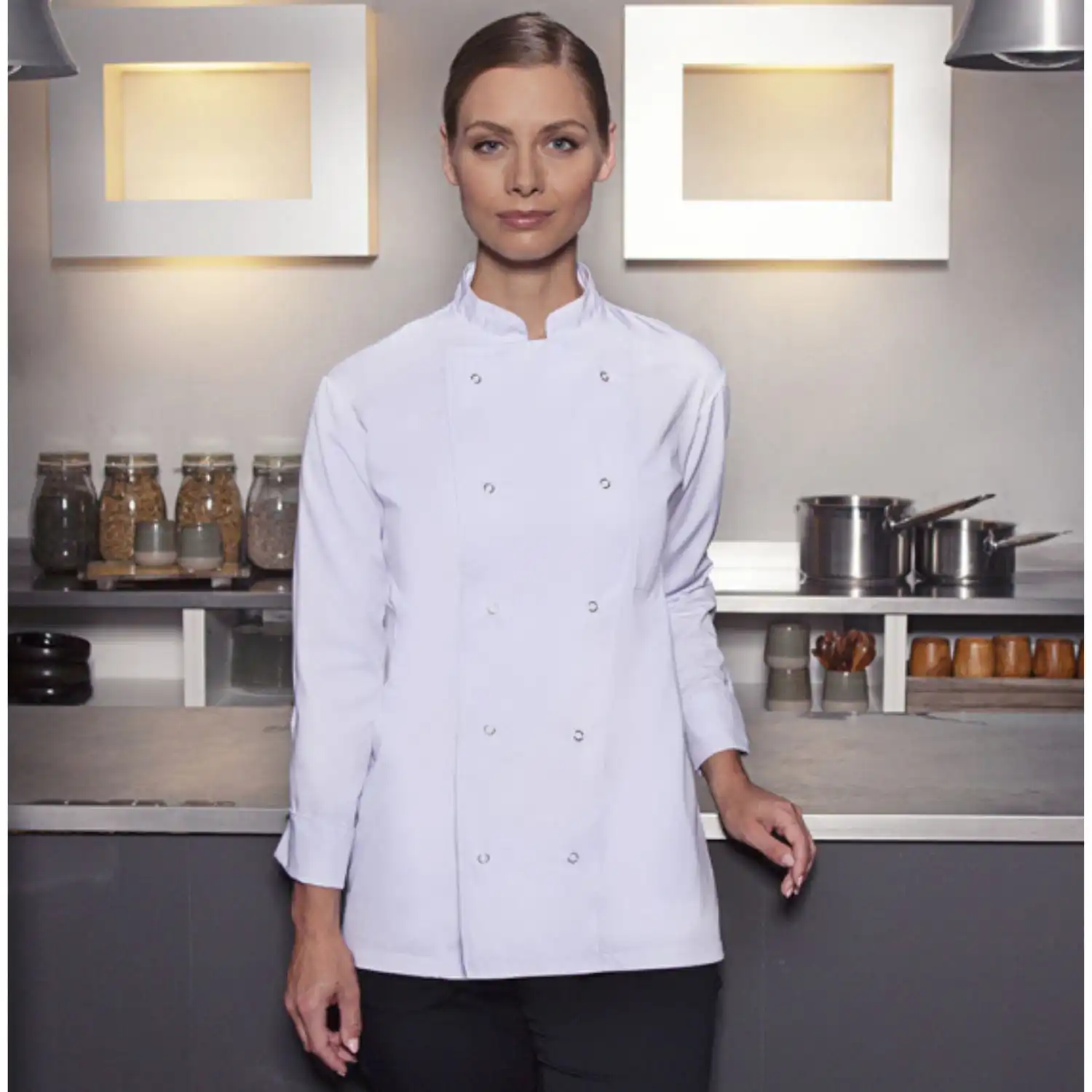 Basic Kochjacke "BJM 2" in L, Weiß - Thumbnail 7