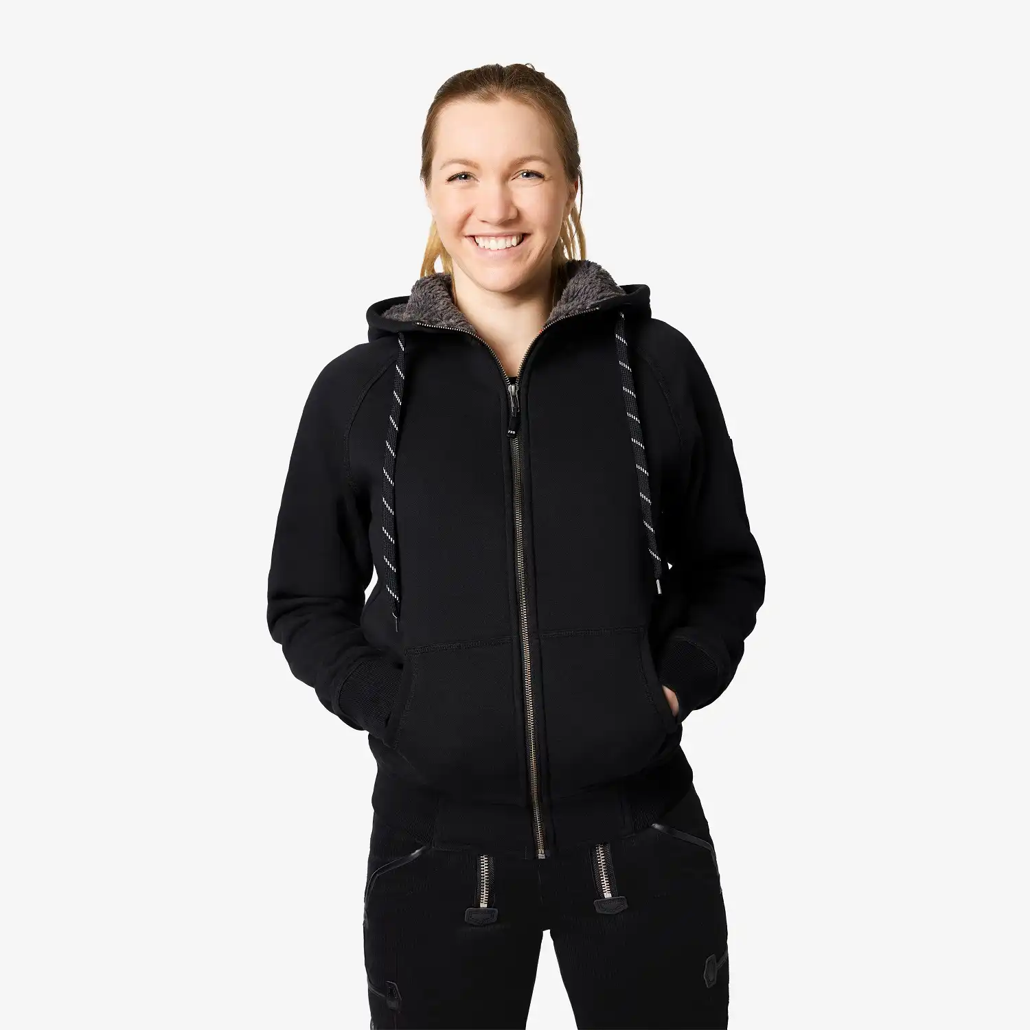 Kapuzen-Sweatjacke mit Webpelz "JÖRG" schwarz in XL - Thumbnail 4