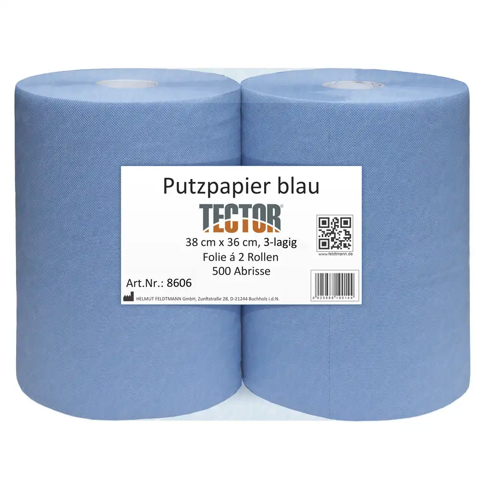 Putzpapier 38x36cm 3-lagig blau - 500 Blatt à 2 Rollen - Bild 1