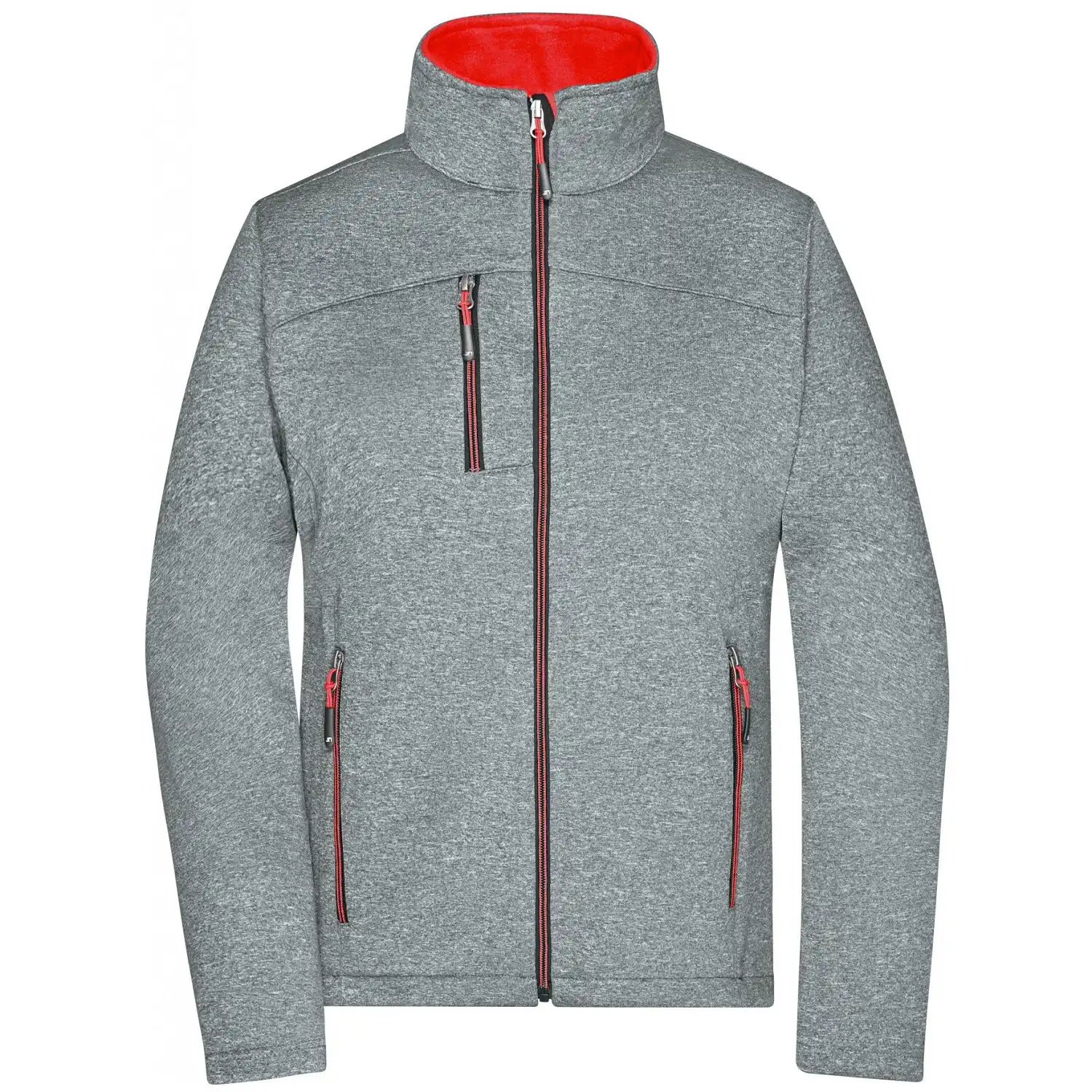 Damen Softshelljacke "JN1147"-Daiber in dark-melange/red, M - Thumbnail 1