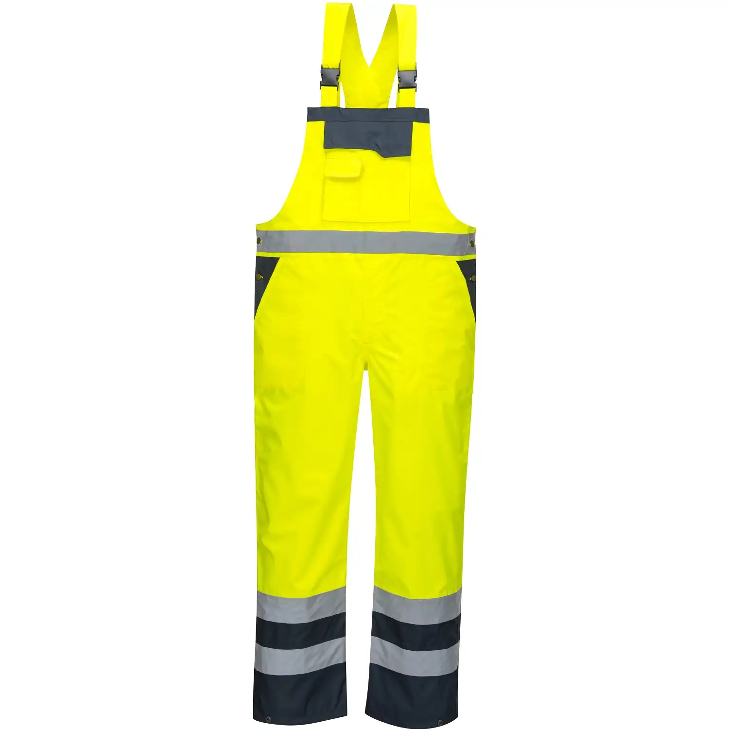Warnschutz PU-Regen-Latzhose "S488" Kontrast in gelb/marine, L - Thumbnail 1