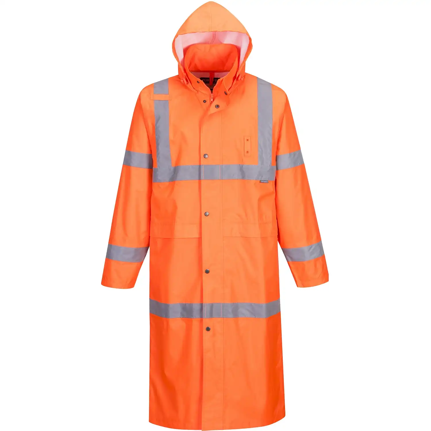 Warnschutz PVC-Regenmantel "H445" 122cm in Orange, L - Thumbnail 1