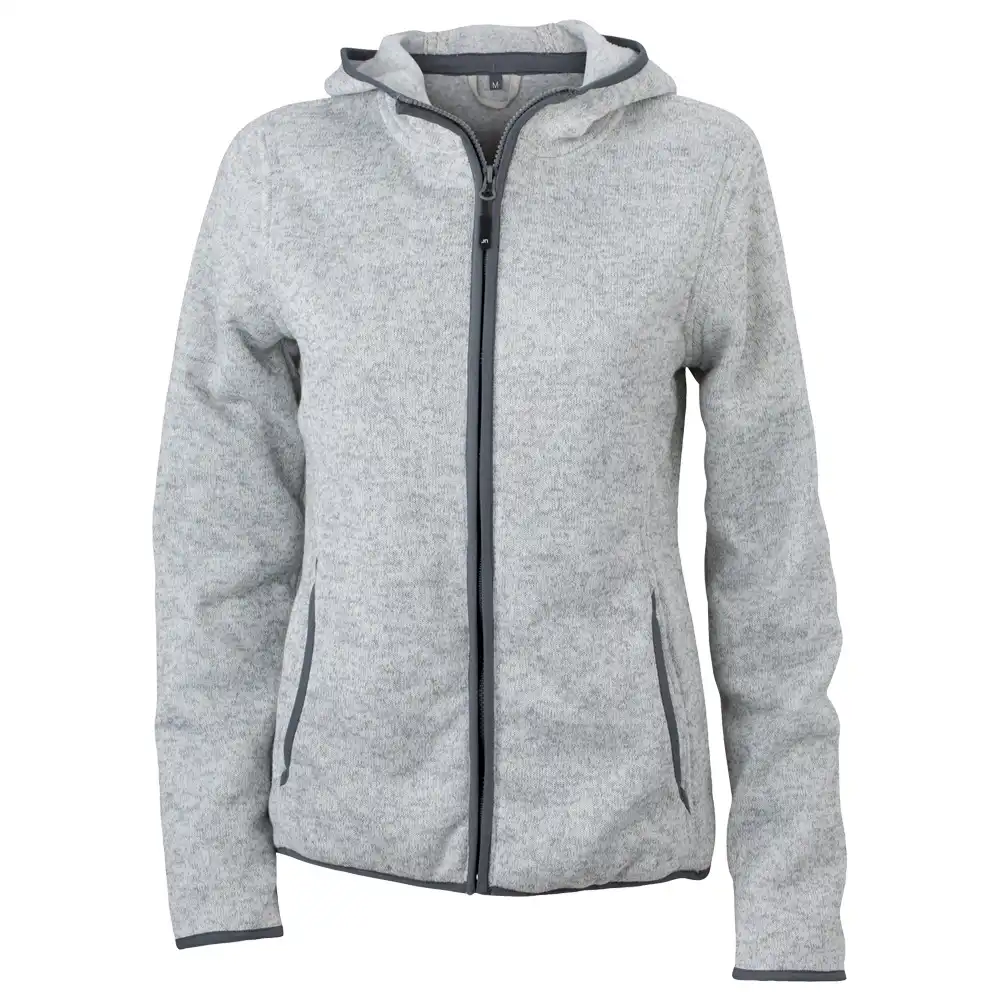 Damen Strickfleece-Kapuzenjacke "JN588" in light-melange, L - Bild 1
