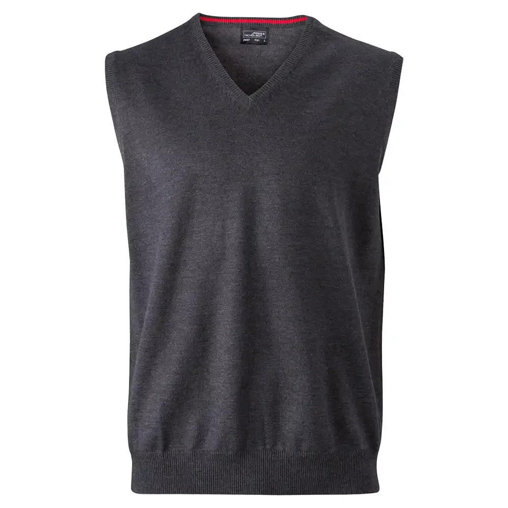 V-Neck Pullunder "JN657" in anthracite-melange, M - Bild 1