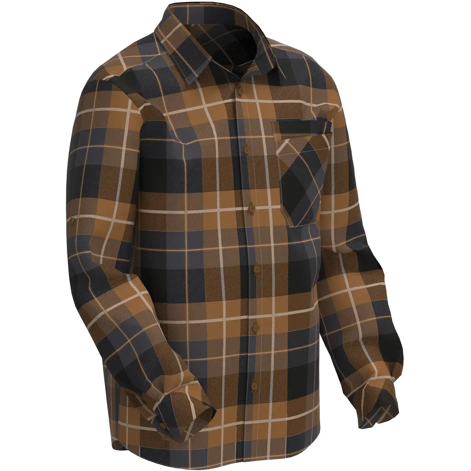 Flanellhemd "22904-446" Customized in nussbraun-kariert, L - Thumbnail 1