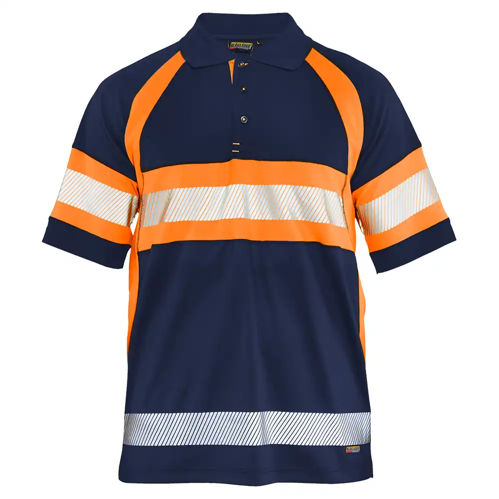 Warnschutz Polo-Shirt mit UV-Schutz "3338" in marine/orange, 3XL - Thumbnail 1