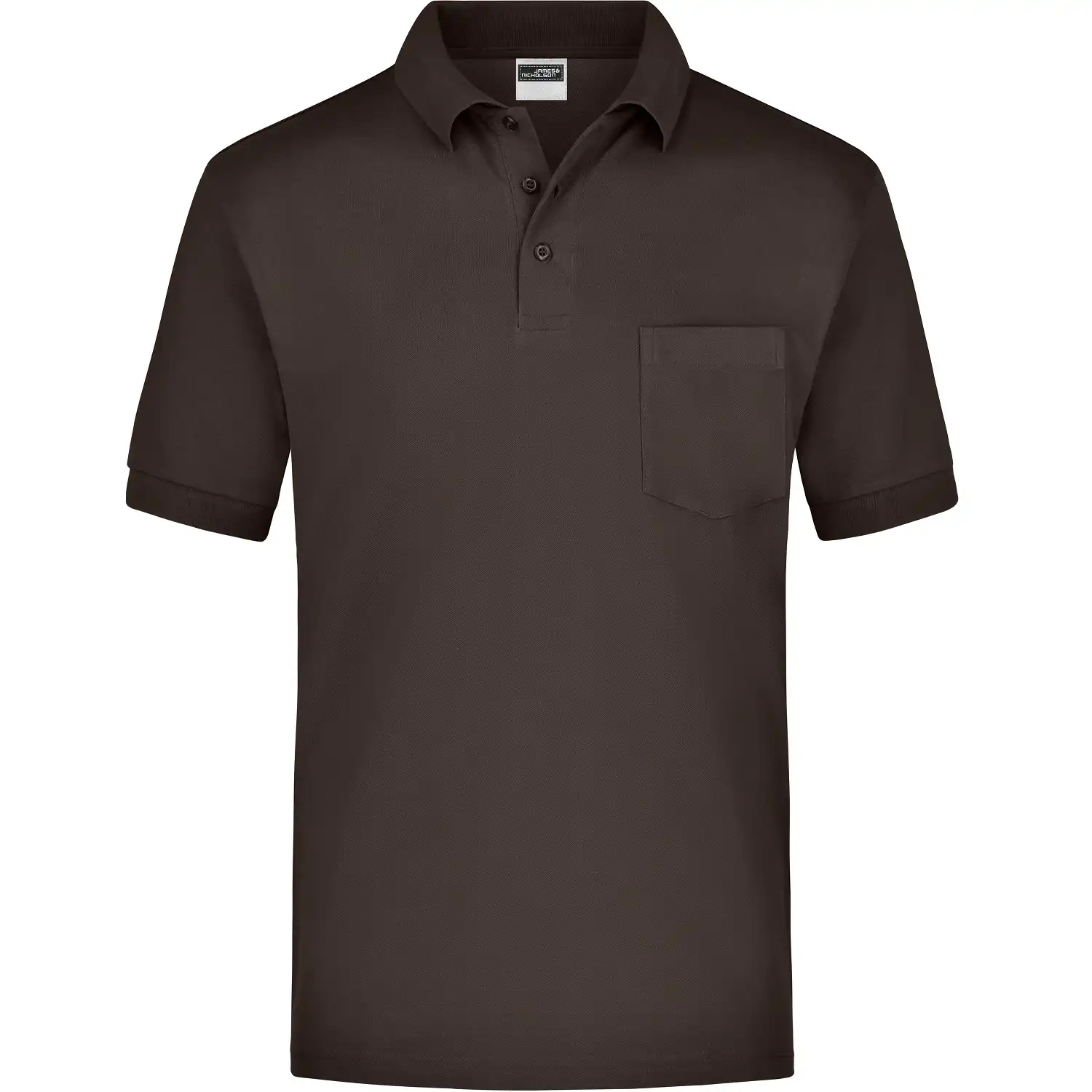 Polo-Shirt Piqué Pocket "JN026" in braun, 3XL - Thumbnail 1