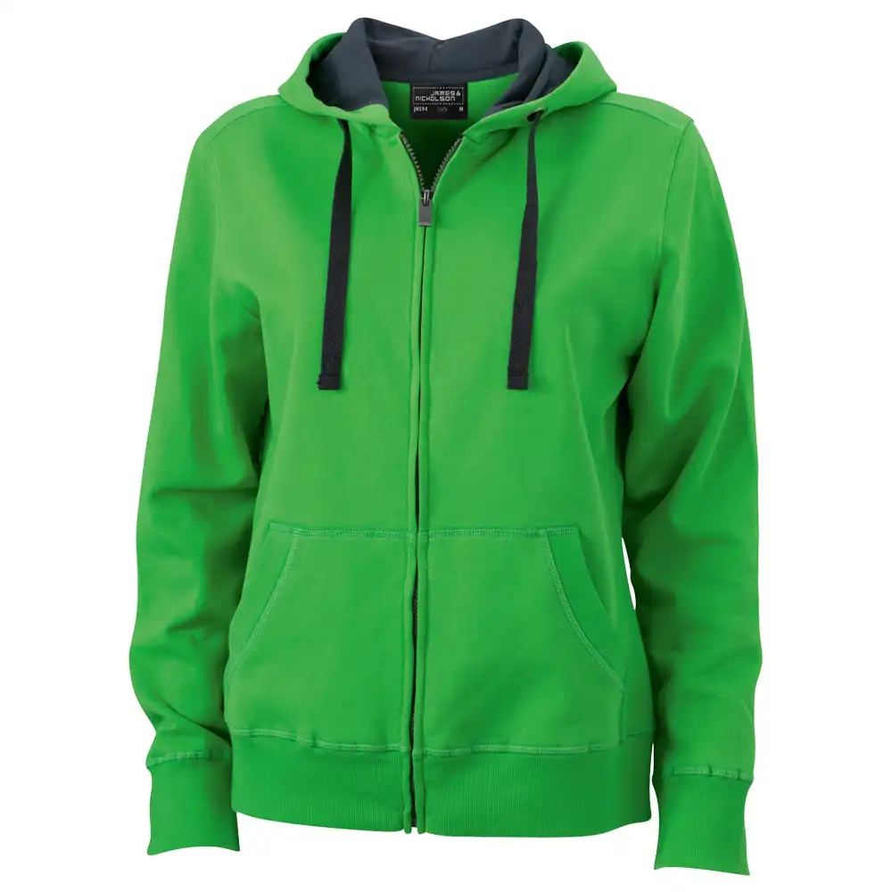 Damen Kapuzen Sweatjacke "JN594" in green, S - Bild 1