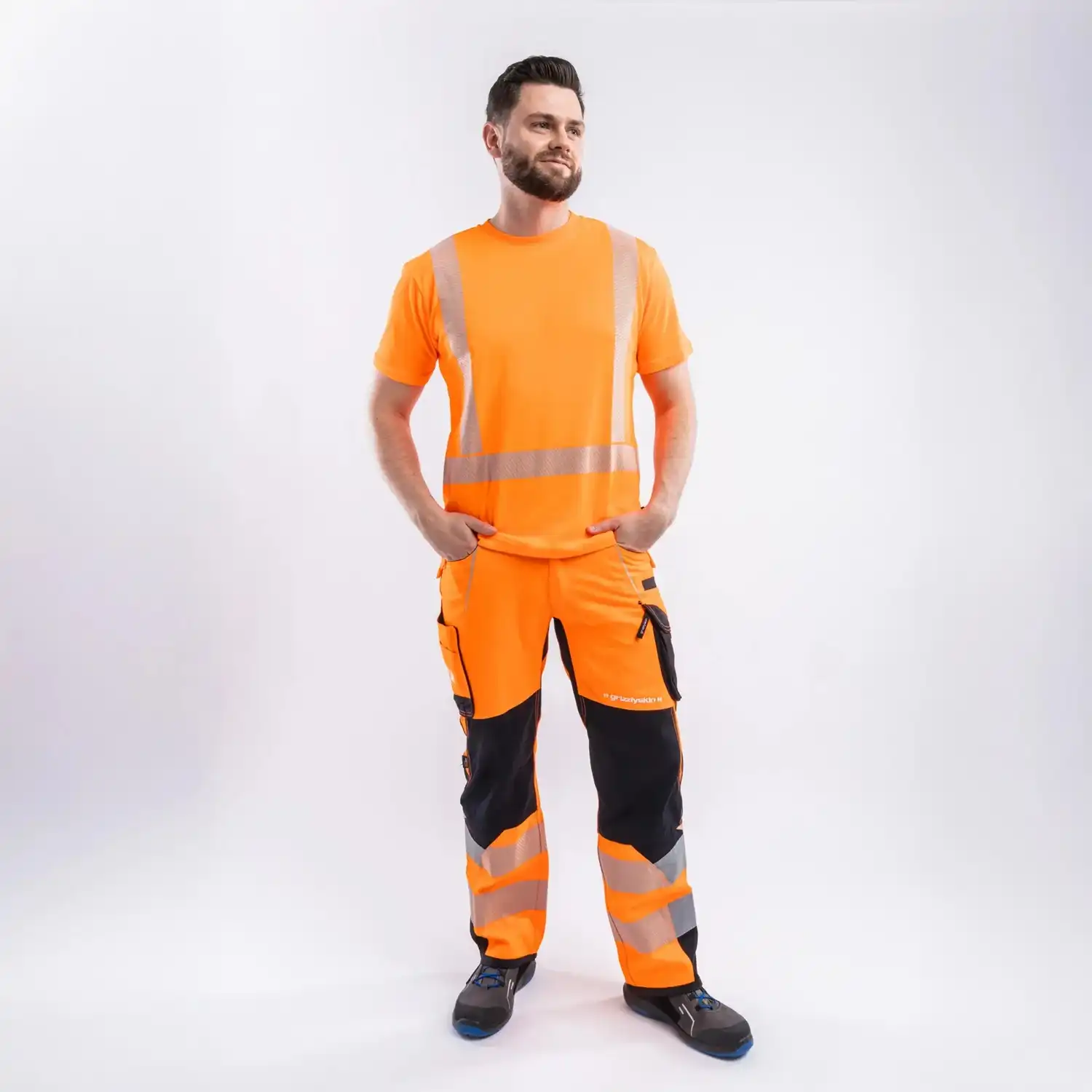 T-Shirt Lyocell "ALLROUND WARNSCHUTZ" in warnorange/marine, XS - Thumbnail 3