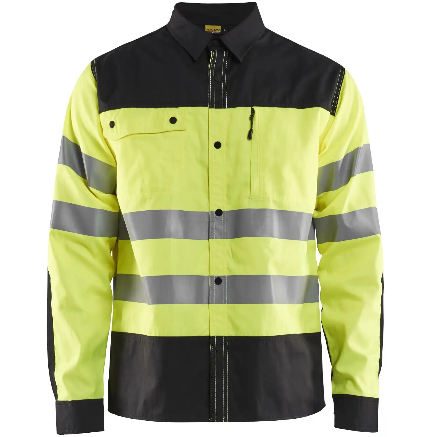 Warnschutz Arbeitshemd "3255" in gelb/schwarz, M - Thumbnail 1