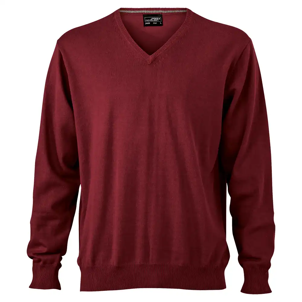 V-Neck Pullover "JN659" in bordeaux, 3XL - Bild 1