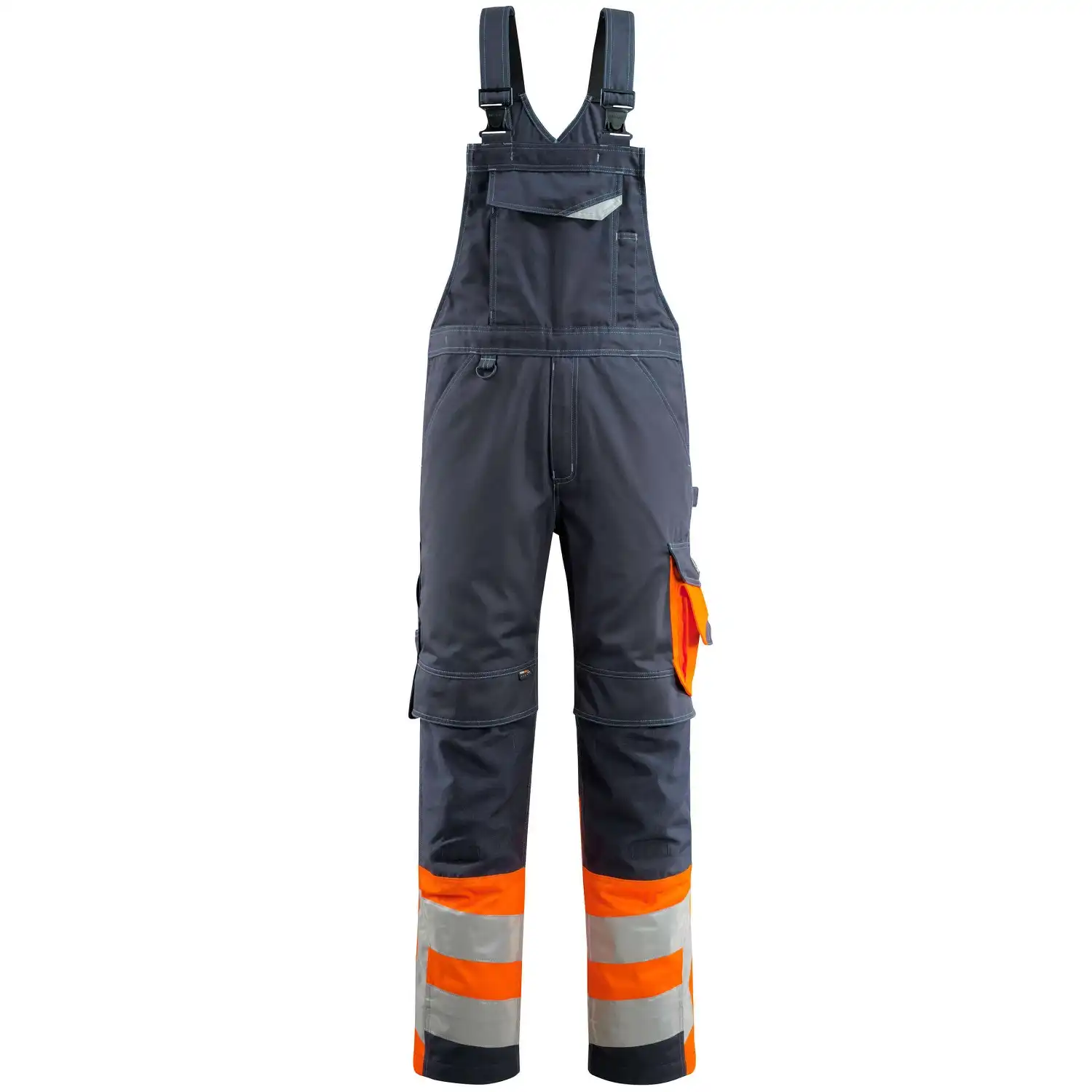 Warnschutz Latzhose "SUNDERLAND" Safe Supreme in schwarzblau/orange, 76C46 (EU 23) - Thumbnail 1