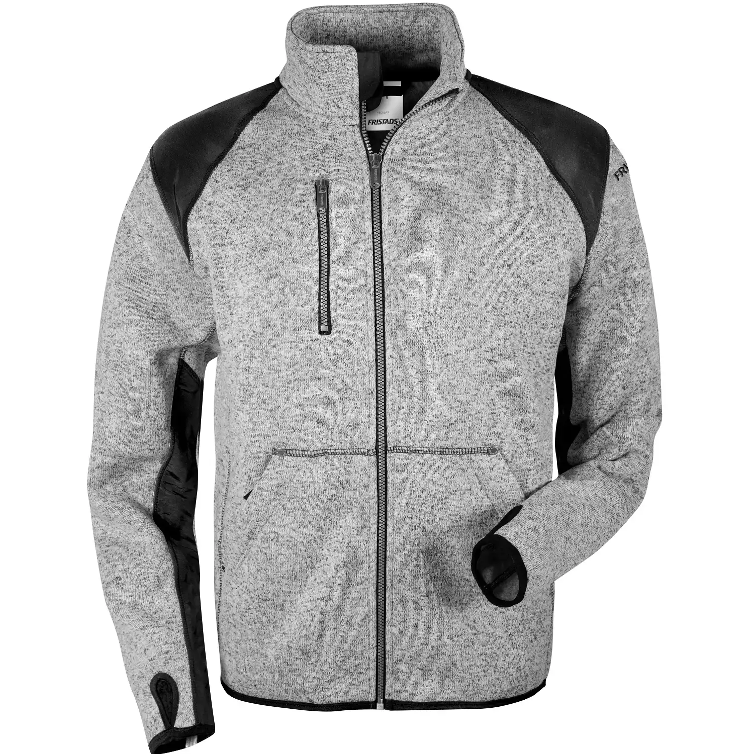 Strick-Fleecejacke "7451 PRKN" in grau/schwarz, XS - Thumbnail 1