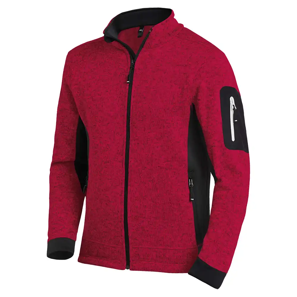 Strick Fleecejacke "CHRISTOPH" in rot/schwarz, L - Thumbnail 1