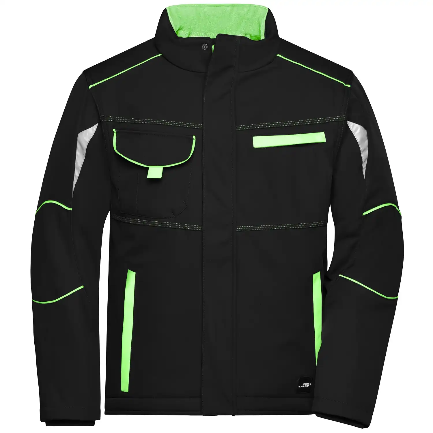 Funktions-Softshelljacke "JN853" in black/lime-green, 3XL - Bild 1